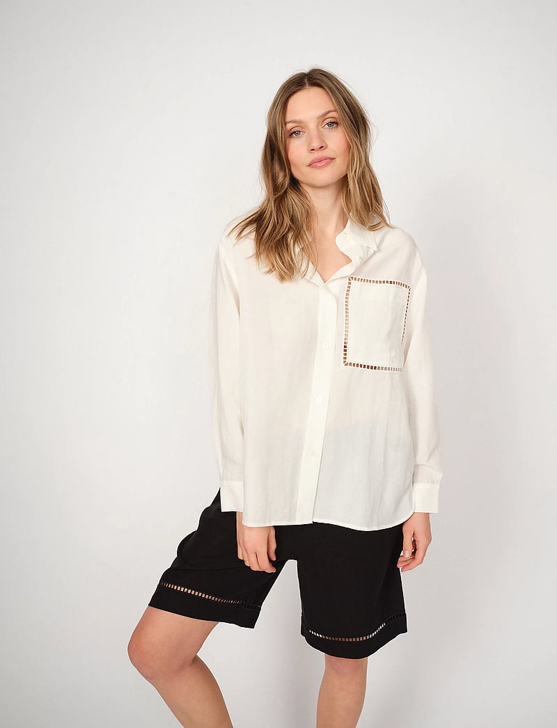 MOS MOSH - MMJova Alexis Shirt - pikkade varrukatega särgid - ecru - 2