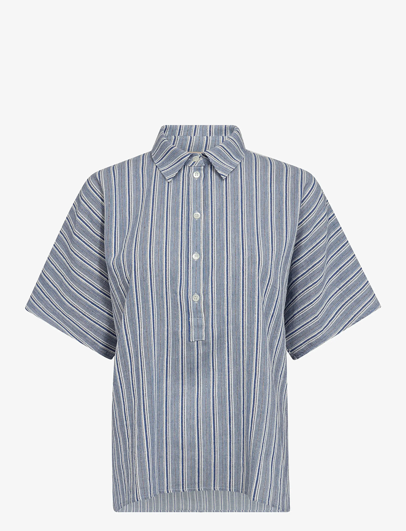 MOS MOSH - MMLowana Friz Stripe Blouse - lühikeste varrukatega pluusid - regatta - 1