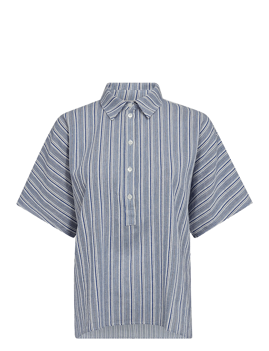 MOS MOSH - MMLowana Friz Stripe Blouse - stutterma blússur - regatta - 1
