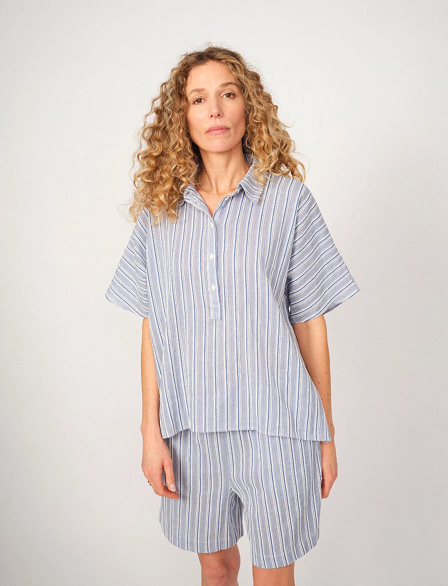 MOS MOSH - MMLowana Friz Stripe Blouse - stutterma blússur - regatta - 4