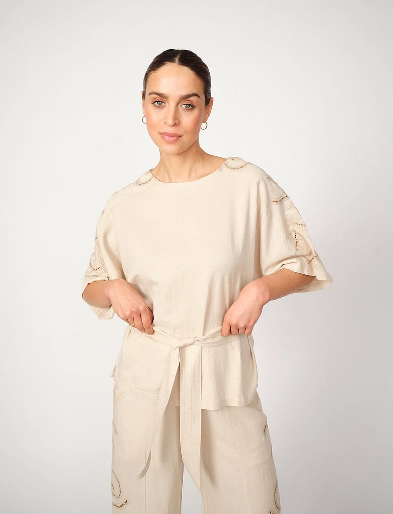 MOS MOSH - MMRikas Sobia Blouse - kortærmede bluser - clay - 0