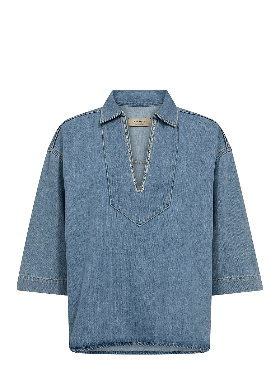 MOS MOSH - MMMerla Deco Shirt - teksasärgid - light blue - 1