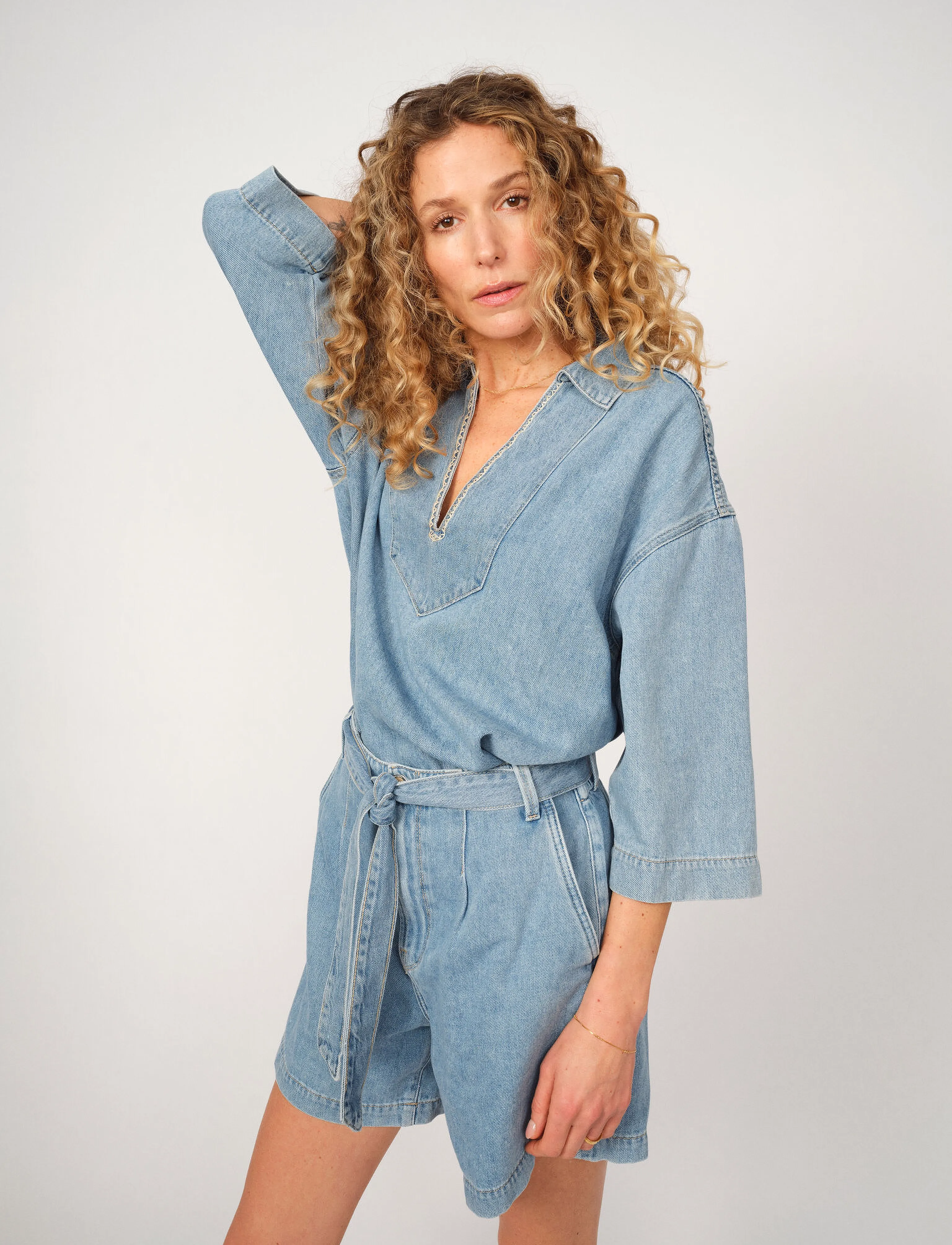 MOS MOSH Mmmerla Deco Shirt, XS, Blue, Bluser > Kortærmede, Dame