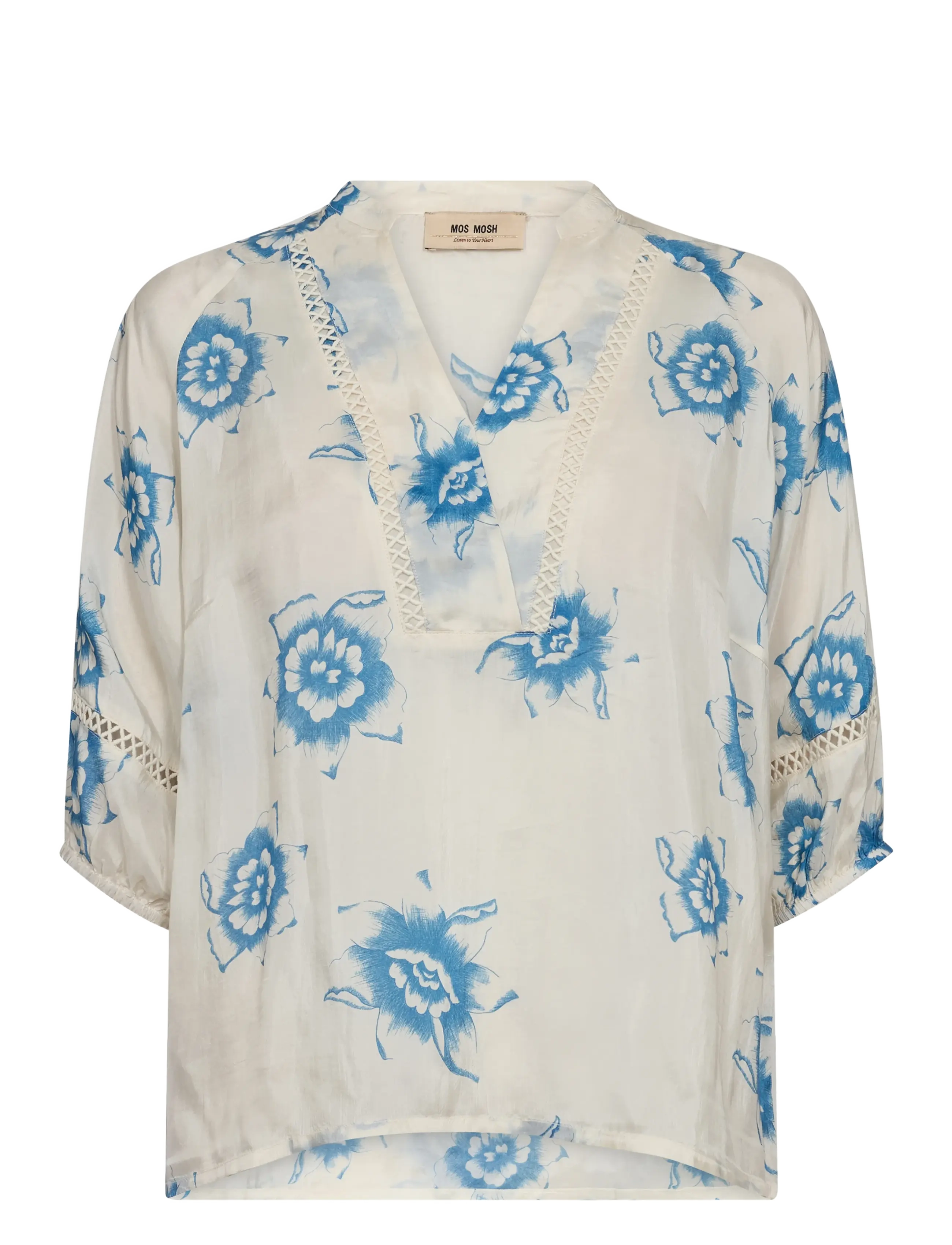 MOS MOSH Mmaleyna Floralisal Blouse, XS, Blouses, Creme - Short-sleeved, Frauen