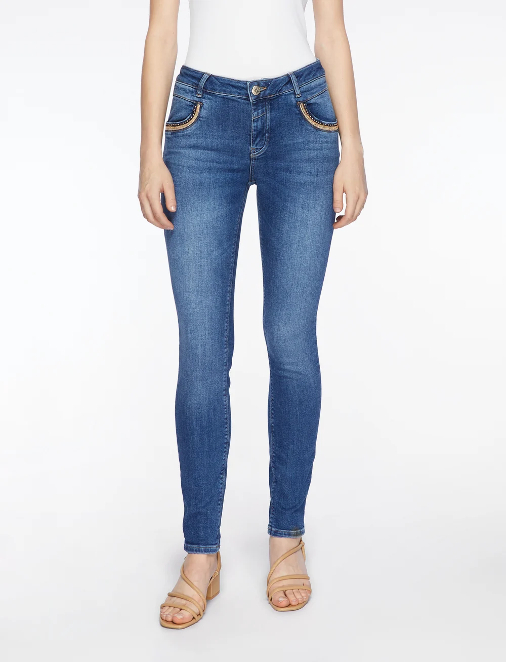 MOS MOSH - MMNaomi Ricamo Jeans - slim jeans - mid blue - 0