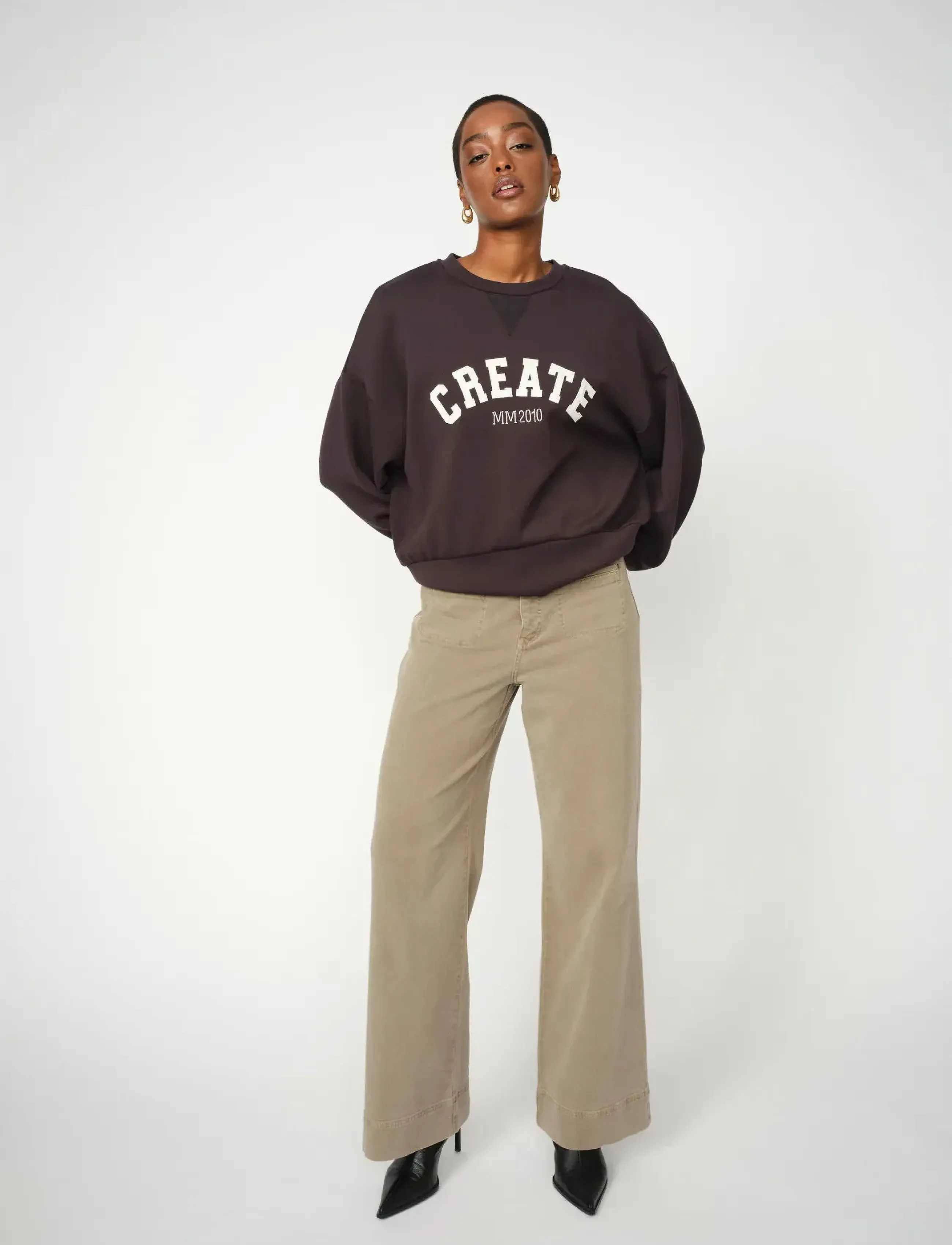 MOS MOSH - MMSoey Iglesia Pant - jeans met wijde pijpen - brindle - 3