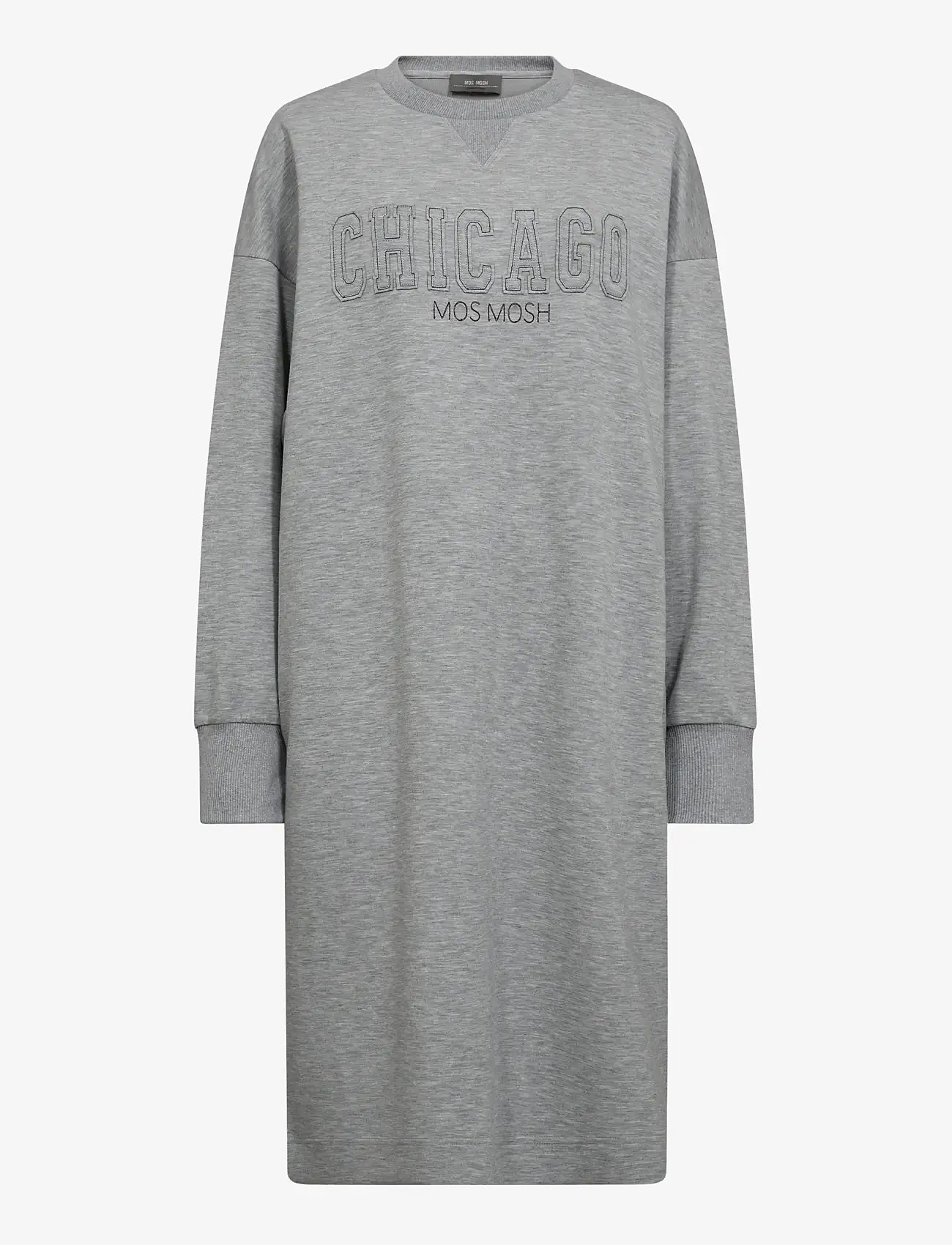 MOS MOSH - MMRenzi O-LS Sweatdress - t-shirtklänningar - grey melange - 0