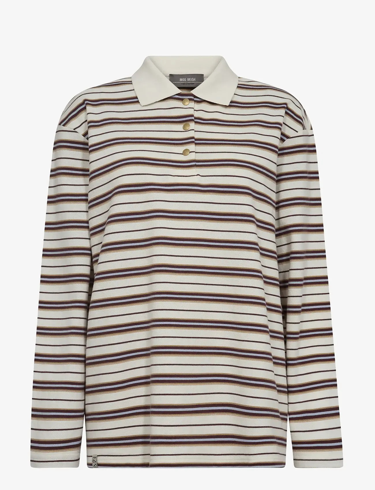 MOS MOSH - MMRossett LS Stripe Polo Tee - långärmade toppar - brunnera blue - 0