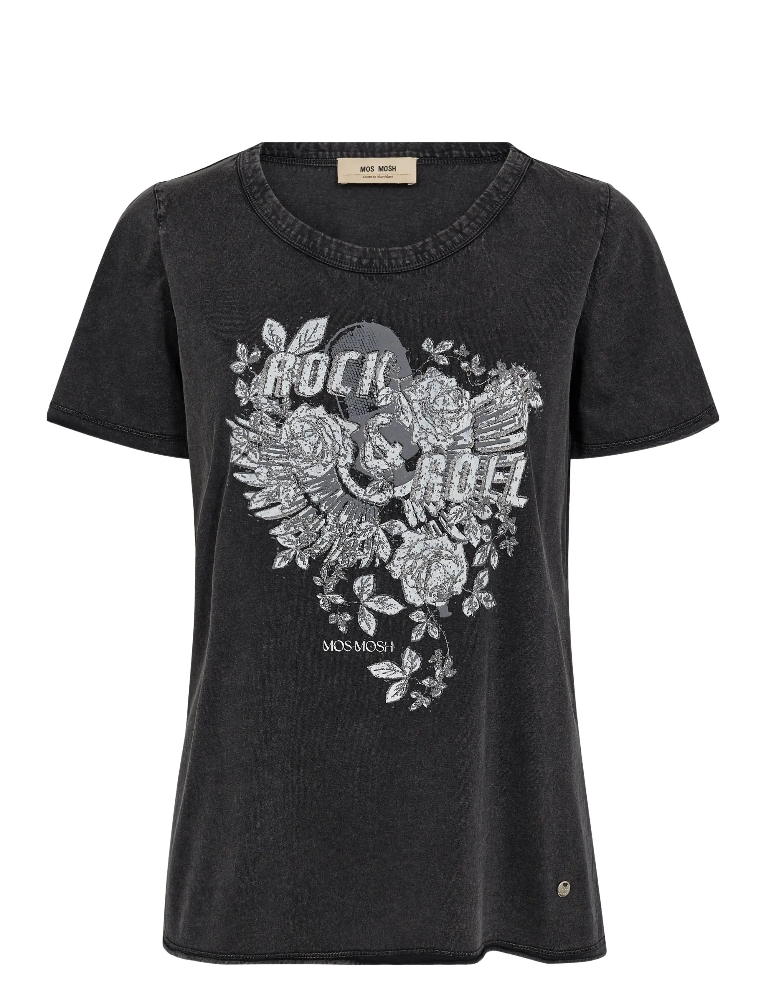 MOS MOSH Mmfango O-Ss Tee, XS, Black, T-Shirts & Toppe > Kortærmede, Dame