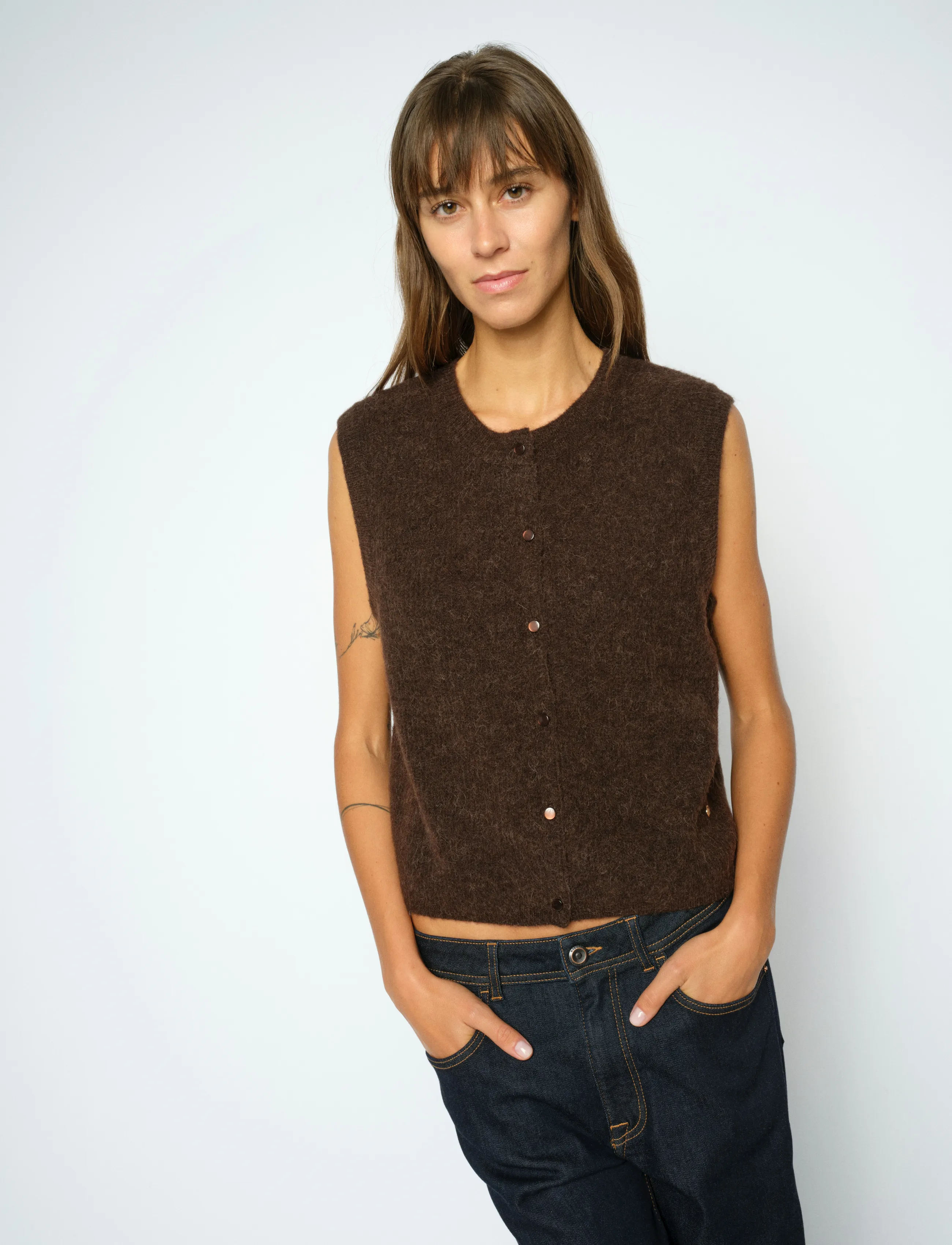 MOS MOSH Mmalmine Thora Knit Vest, Kvinder, Strikket Vest, Sort, Str: M