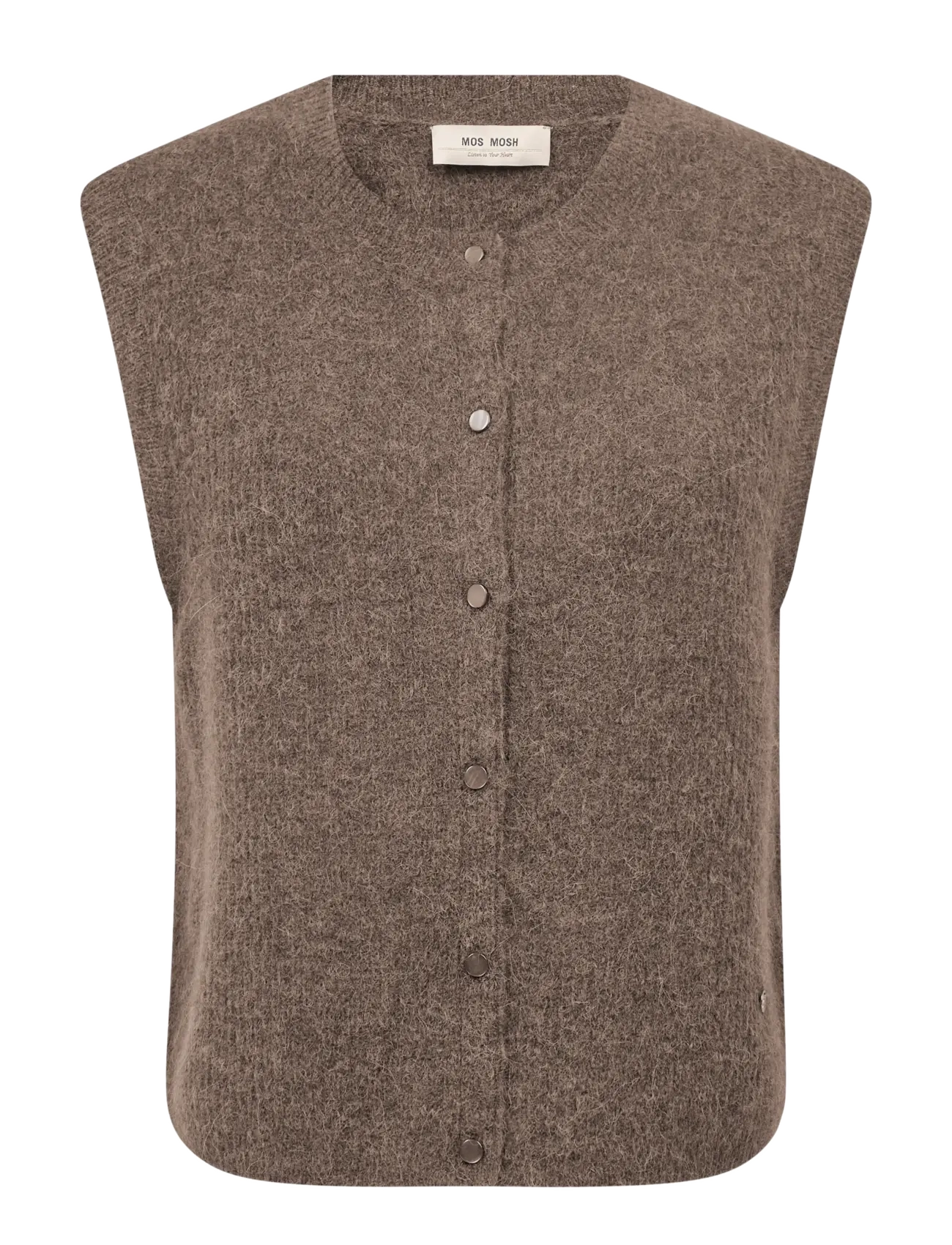 MOS MOSH Mmalmine Thora Knit Vest, Kvinder, Strikket Vest, Brun, Str: L