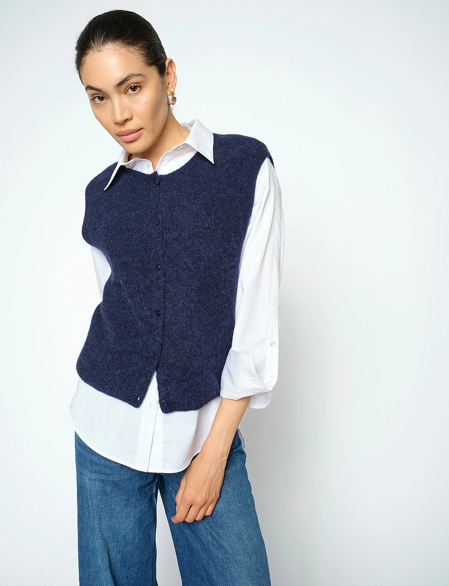 MOS MOSH - MMAlmine Thora Knit Vest - stickade västar - maritime blue - 0