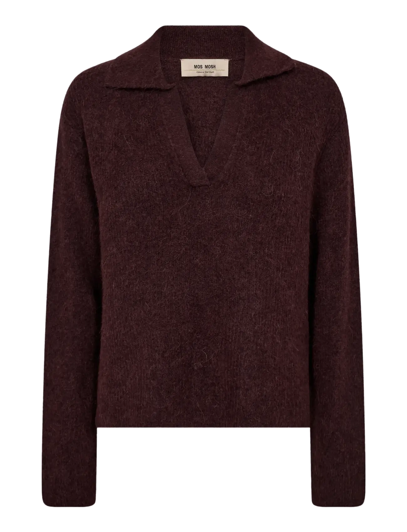 MOS MOSH Mmthora Aidy Polo Knit Burgundy - XL - Damen