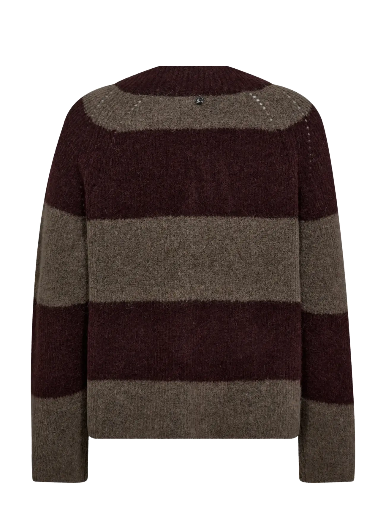 MOS MOSH - MMTaci Stripe LS V-Neck Knit - stickade tröjor - fudge - 1
