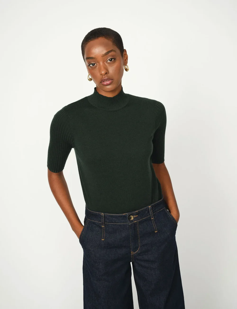 MOS MOSH - MMRelena Turtleneck SS Knit - striktrøjer - scarab - 0