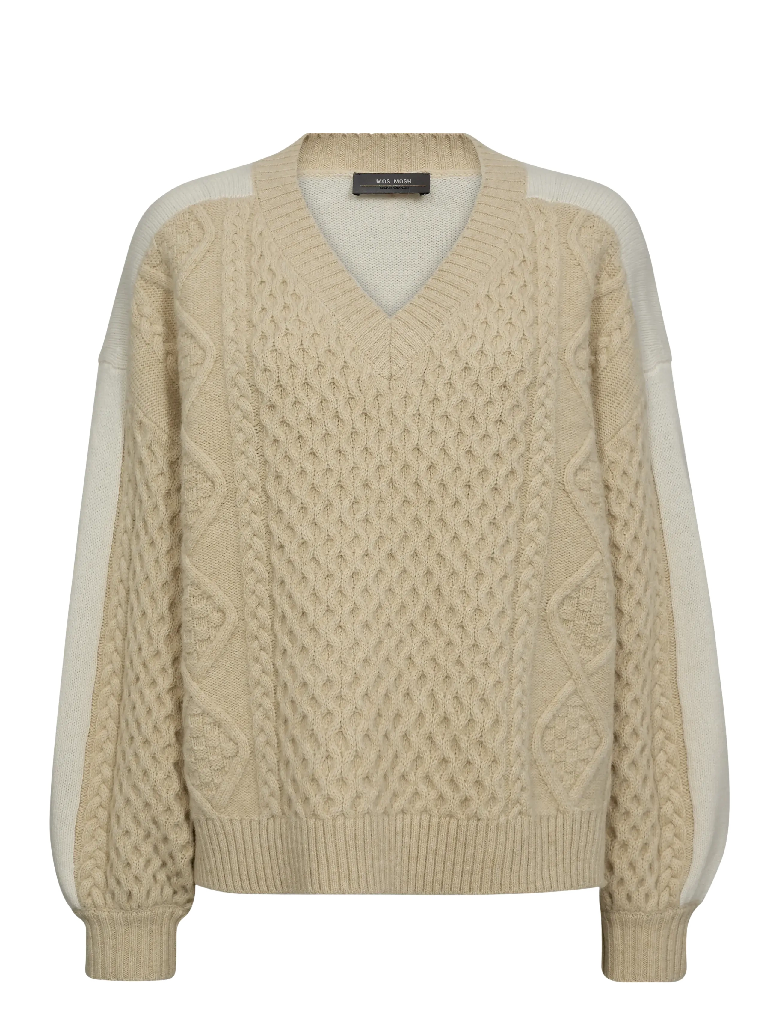 MOS MOSH Mmbeth Ottili V-Ausschnitt Knit Cream - L - Damen