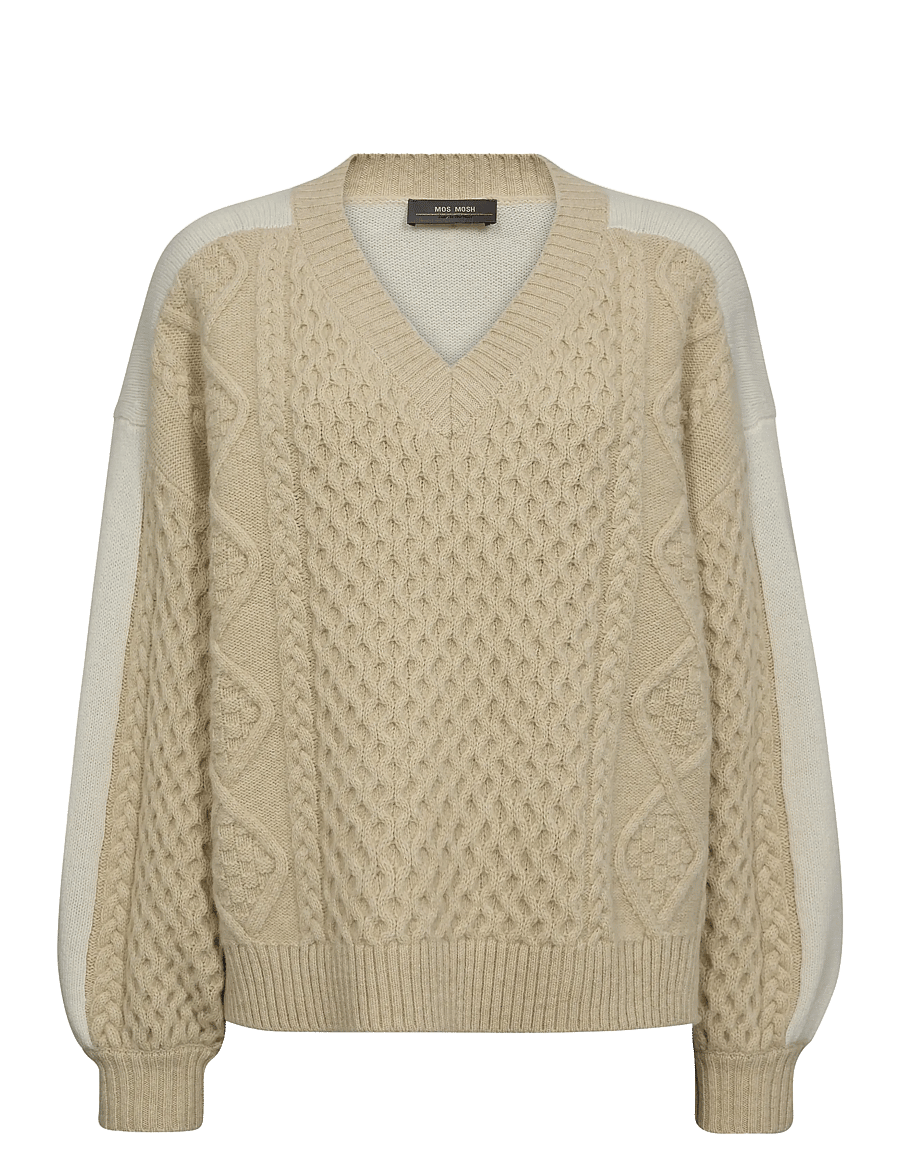 MOS MOSH - MMBeth Ottili V-neck Knit - striktrøjer - boulder - 0