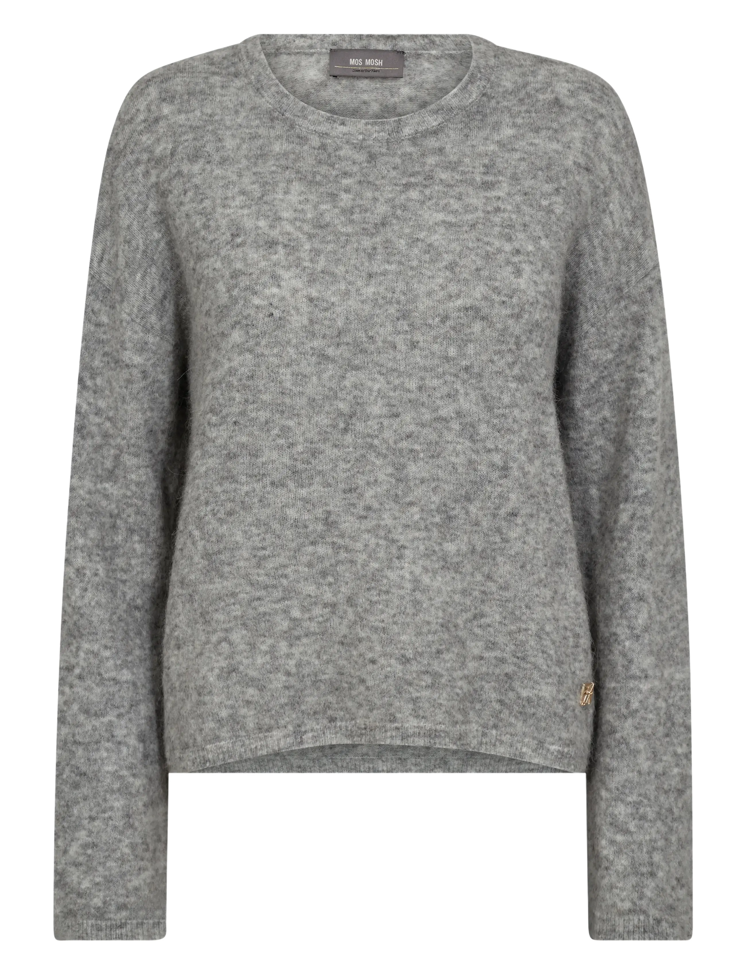 MOS MOSH MMMape O-Neck Knit - Strik - GREY MELANGE / grey