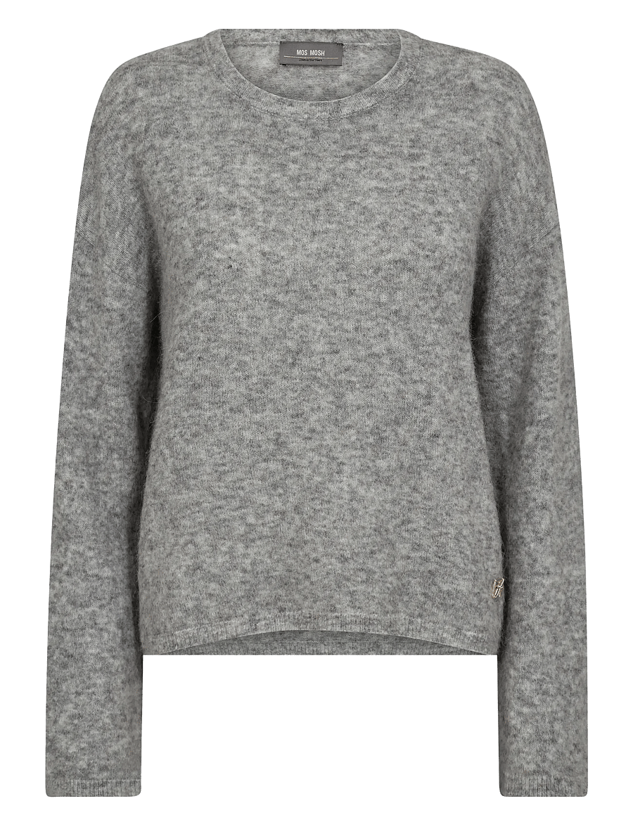 MOS MOSH - MMMape O-Neck Knit - striktrøjer - grey melange - 1