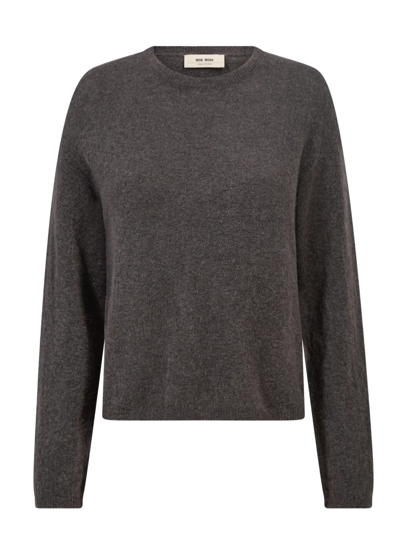MOS MOSH Mmmape O-Neck Knit, Kvinder, O-Hals Strikket Trøje, Brun, Str: M
