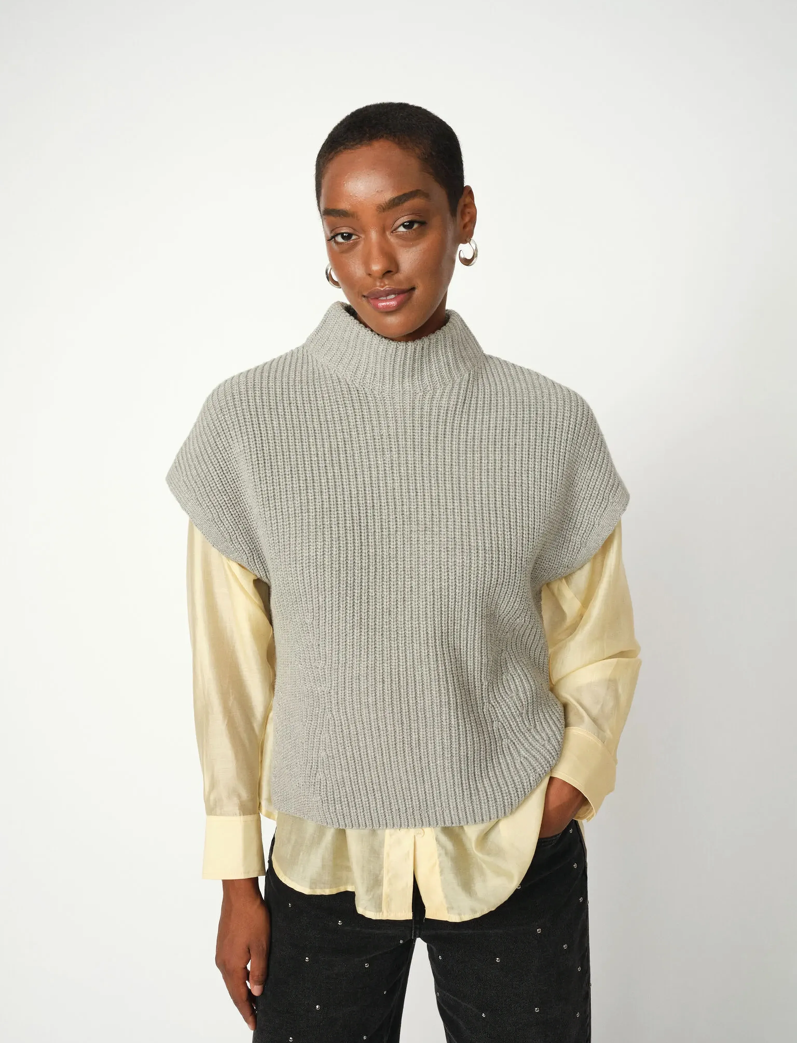 MOS MOSH - MMBiola Bine Knit Vest - strikkevester - grey melange - 3
