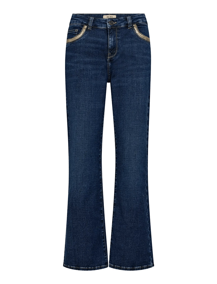 MOS MOSH - MMCecilia Perla Jeans - utsvängda jeans - dark blue - 0