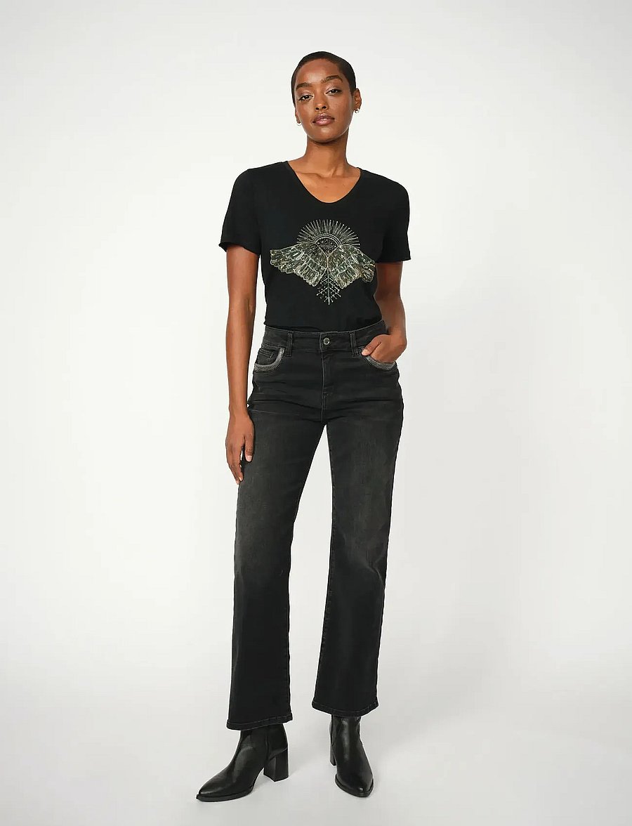 MOS MOSH - MMCecilia Perla Jeans - utsvängda jeans - dark grey - 0