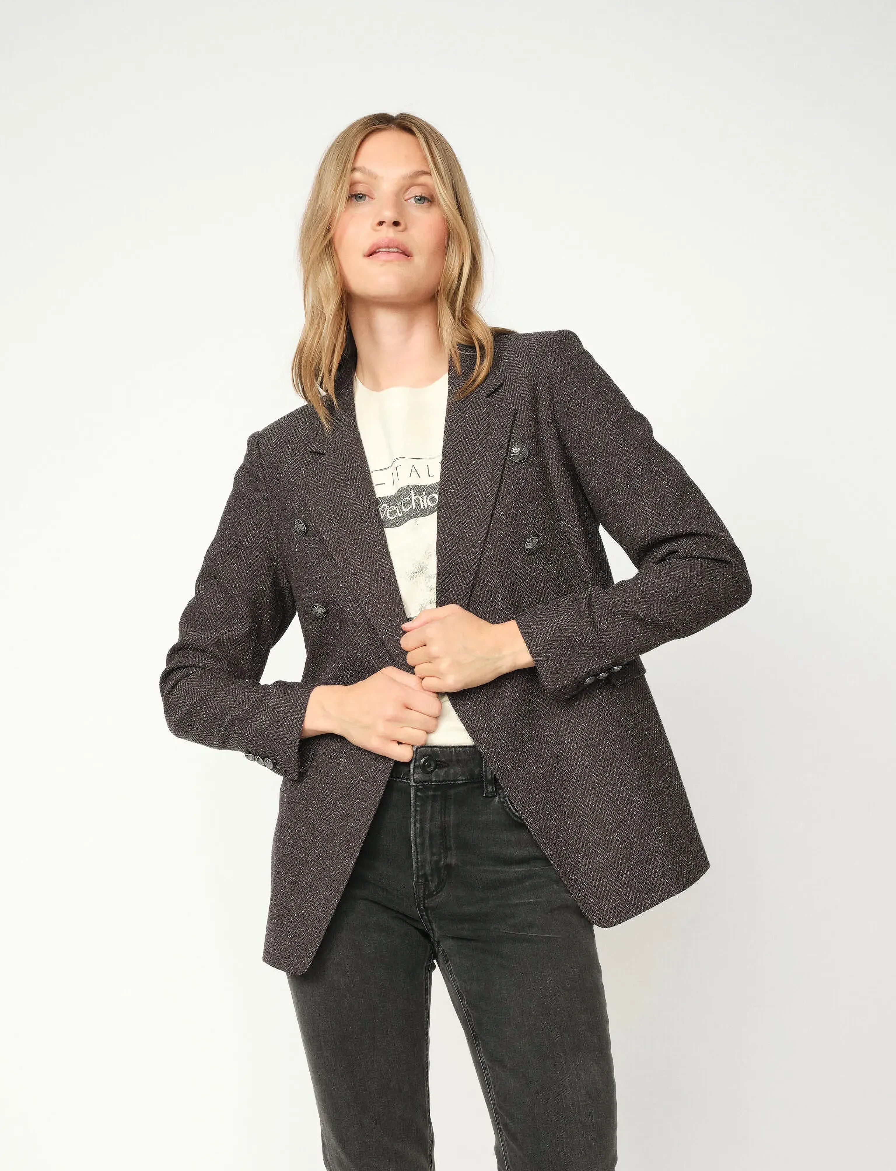 MOS MOSH Mmbabeth Svala Blazer, 44, Black, Blazere > Dobbeltradede Blazere, Dame
