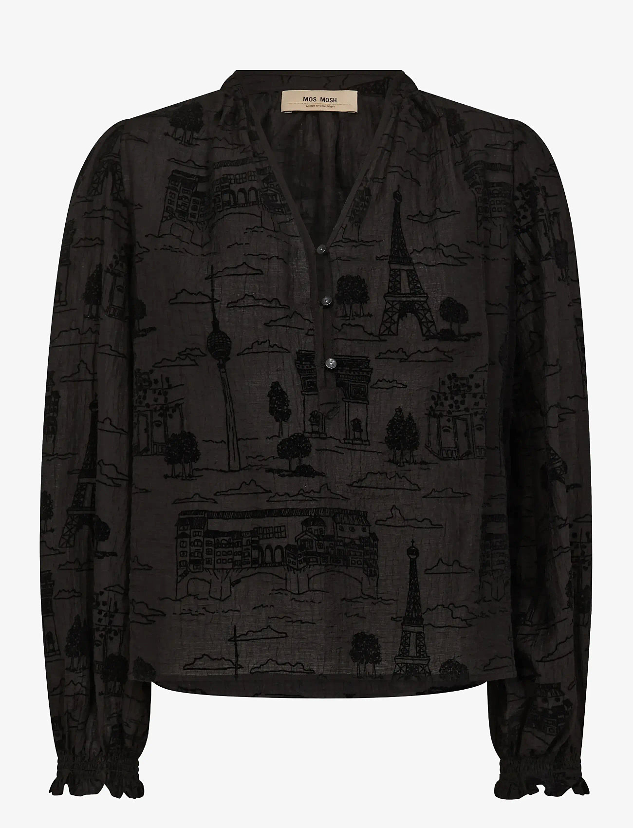 MOS MOSH - MMTazzin Tale Light Blouse - langärmlige blusen - black - 0