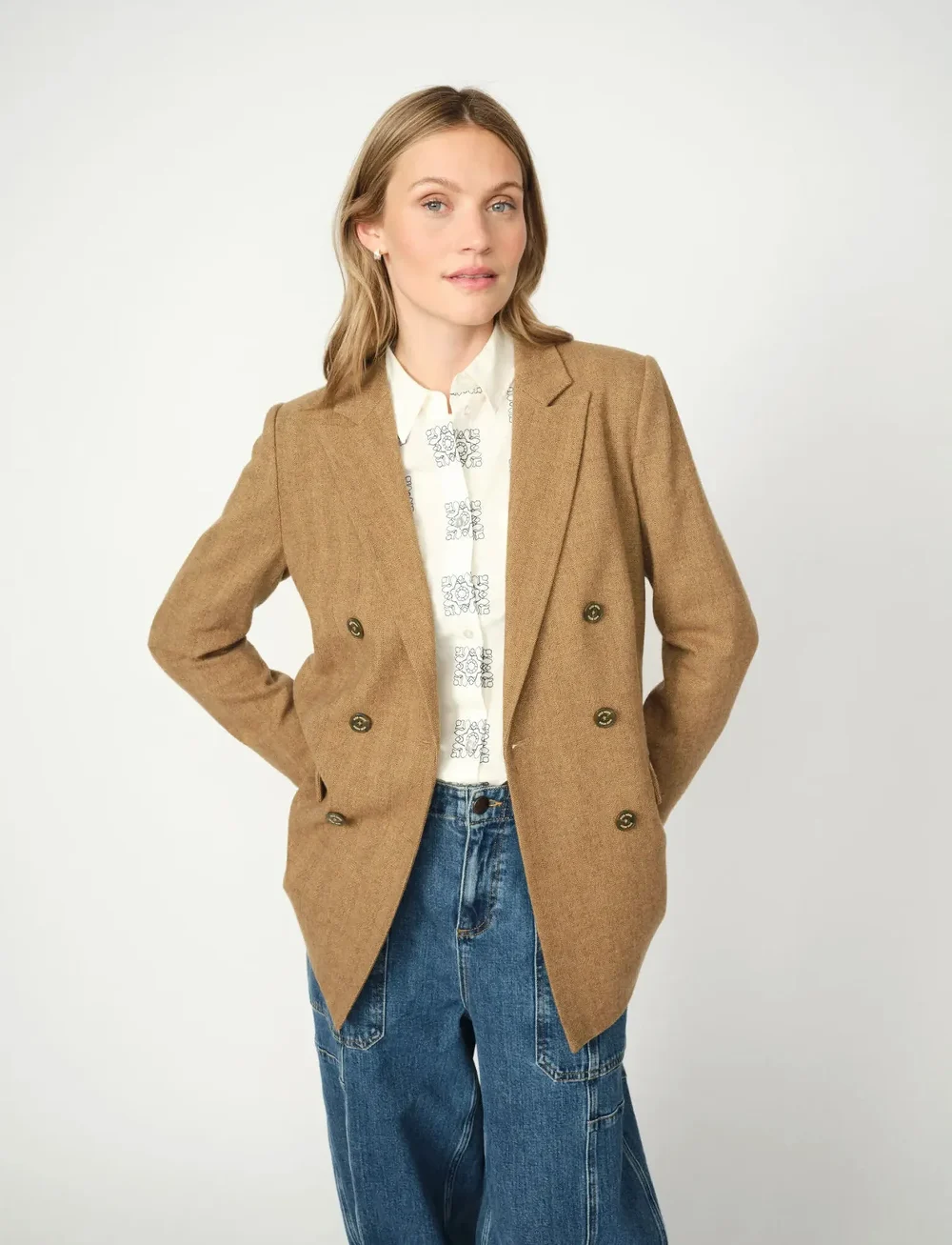 MOS MOSH - MMMalie Gabby Blazer - zweireihige blazer - true camel - 3