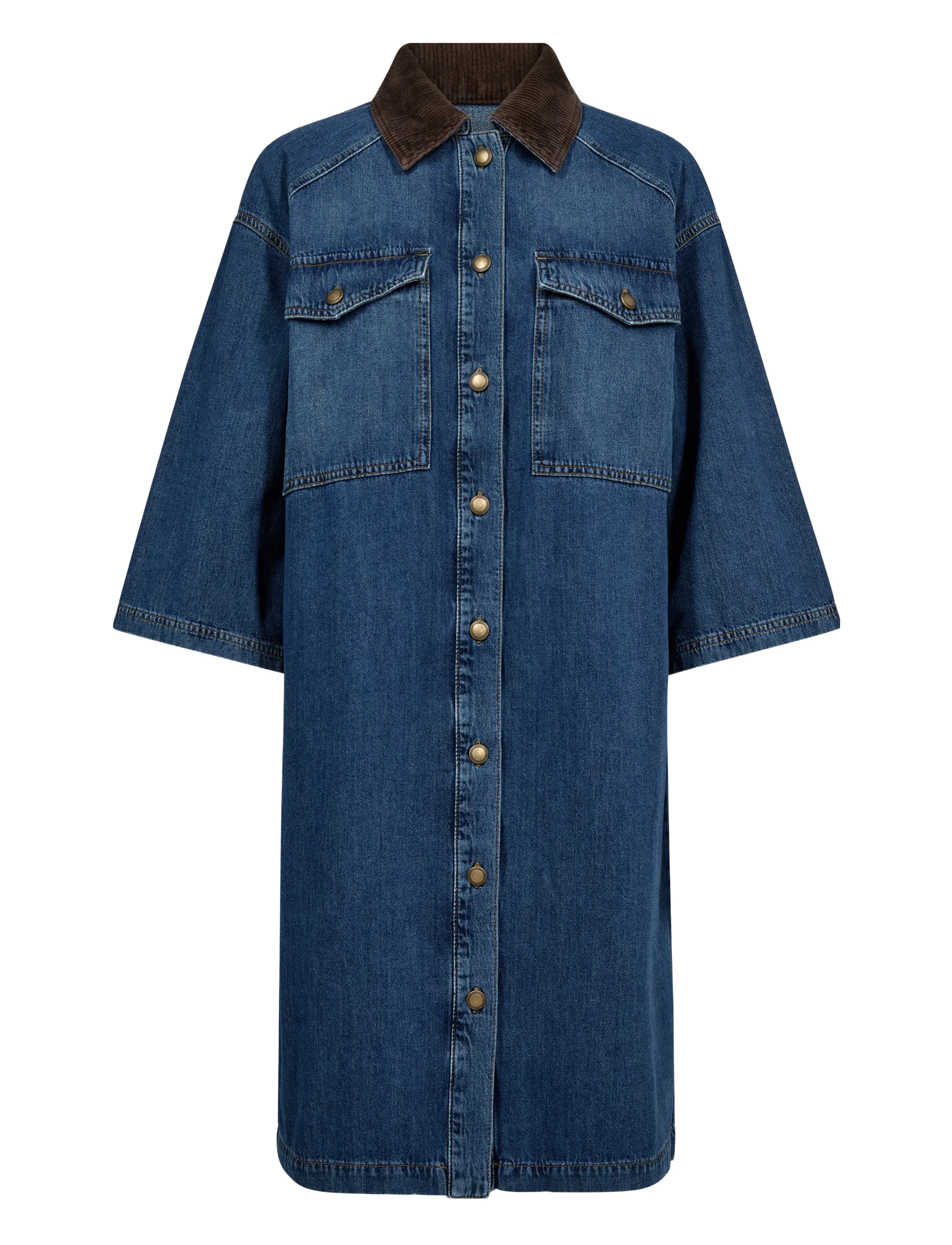 MOS MOSH Mmvikka Lara Dress, Kvinder, Denim Skjortekjole, Blå, Str: L