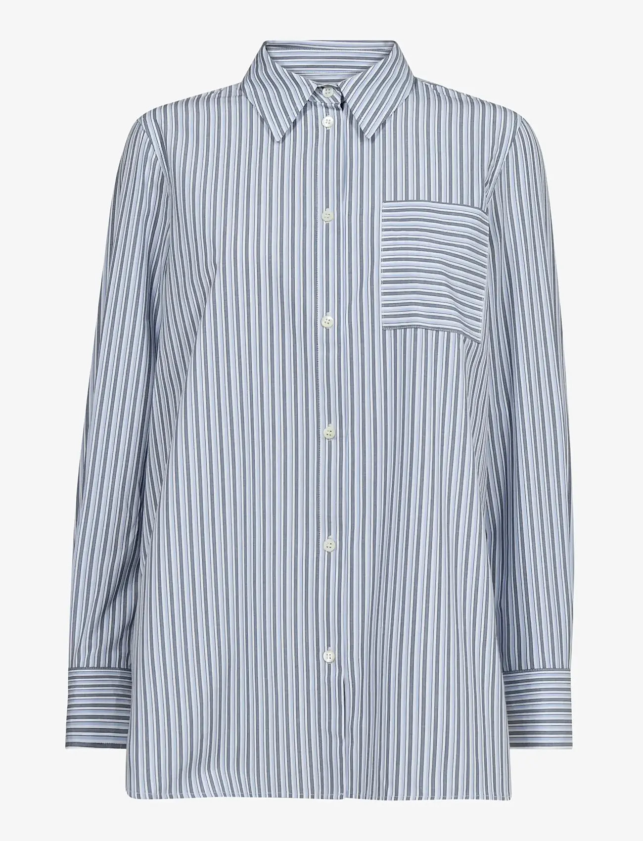 MOS MOSH - MMElinda Slim Stripe Shirt - long-sleeved shirts - brunnera blue - 1
