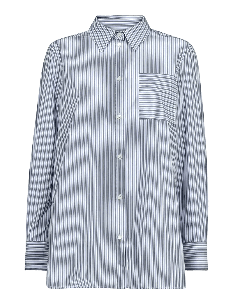 MOS MOSH - MMElinda Slim Stripe Shirt - long-sleeved shirts - brunnera blue - 1