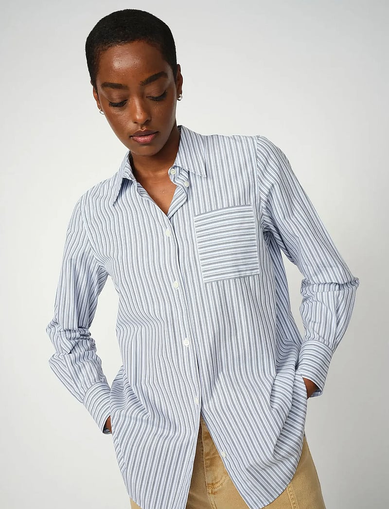 MOS MOSH - MMElinda Slim Stripe Shirt - long-sleeved shirts - brunnera blue - 3