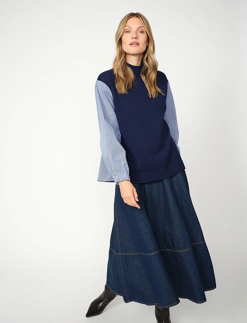 MOS MOSH - MMCynthia A-skirt - džinsiniai sijonai - dark blue denim - 0