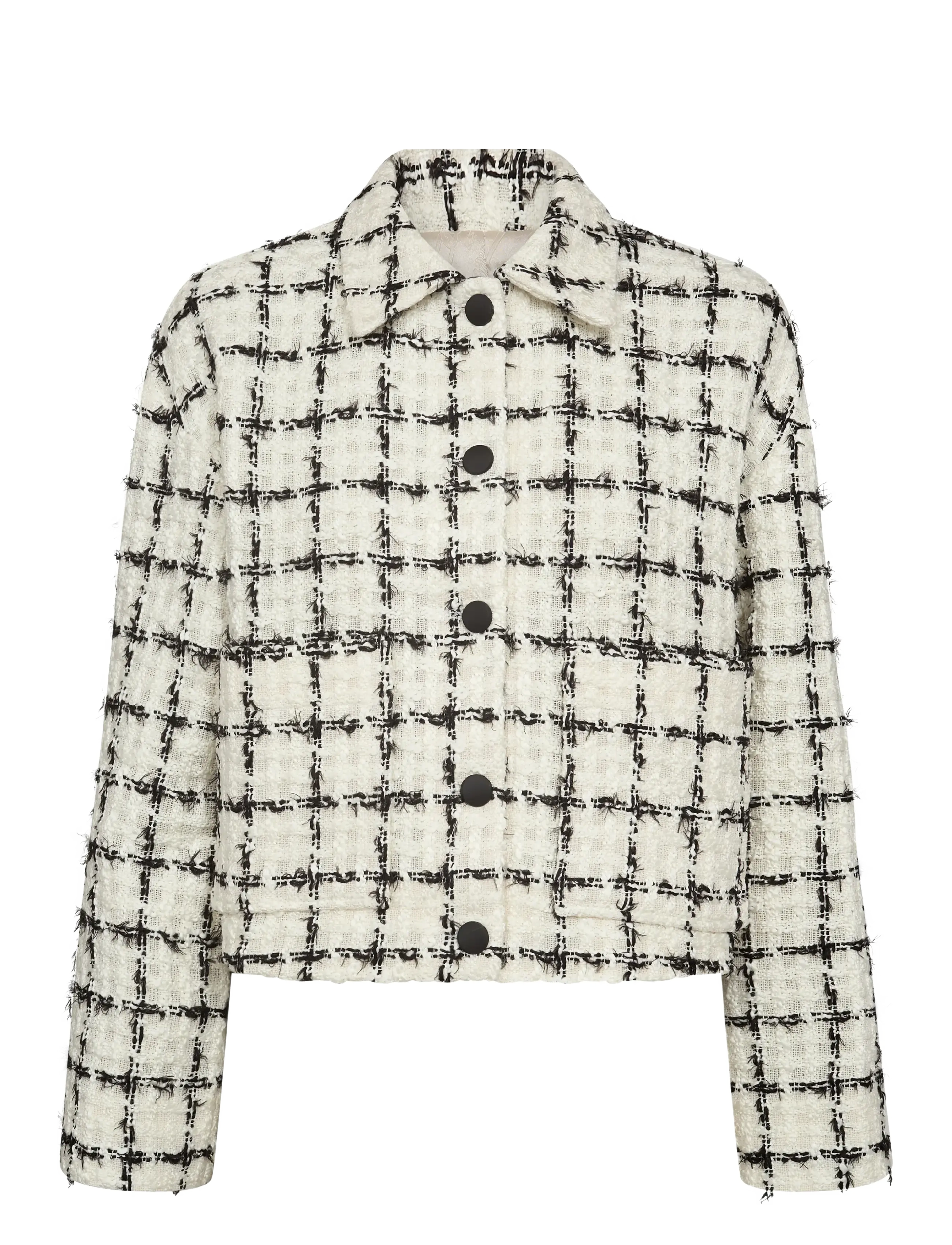 MOS MOSH Mmpenn Bakay Jacket, Kvinder, Cropped Tweed Ternet Jakke, Hvid, Str: 34