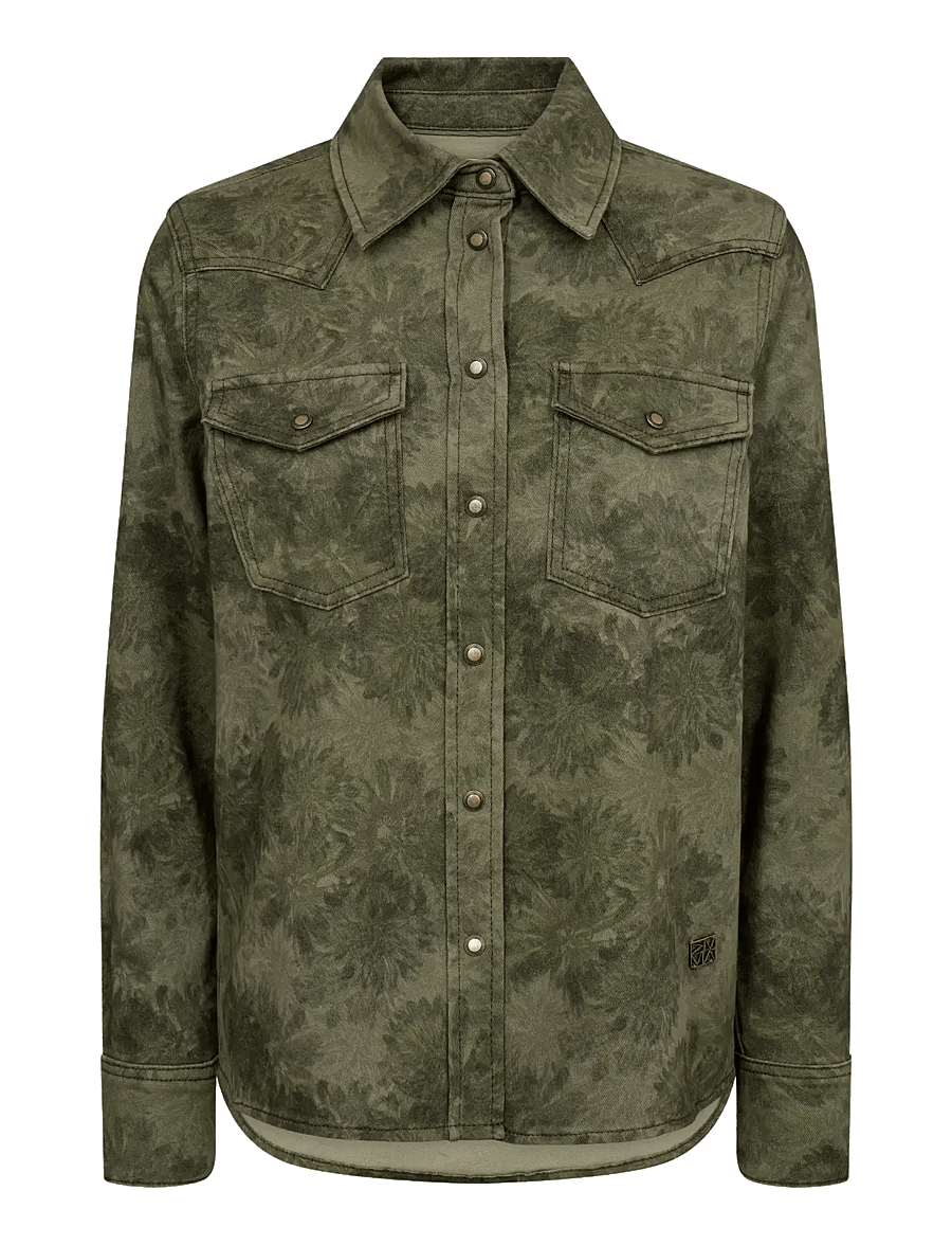 MOS MOSH - MMChristy Print Shirt - langærmede skjorter - olive night - 0