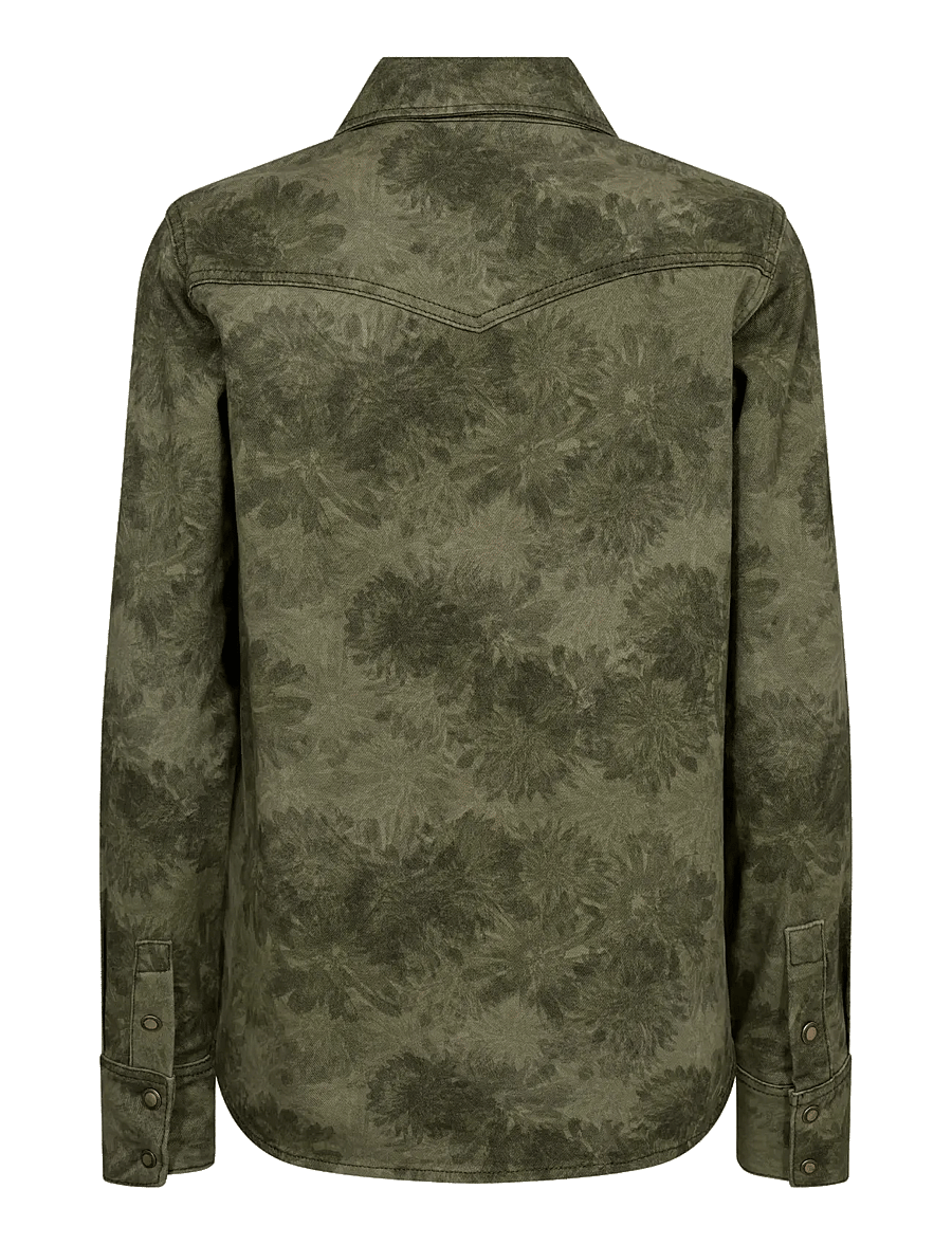 MOS MOSH - MMChristy Print Shirt - langærmede skjorter - olive night - 1
