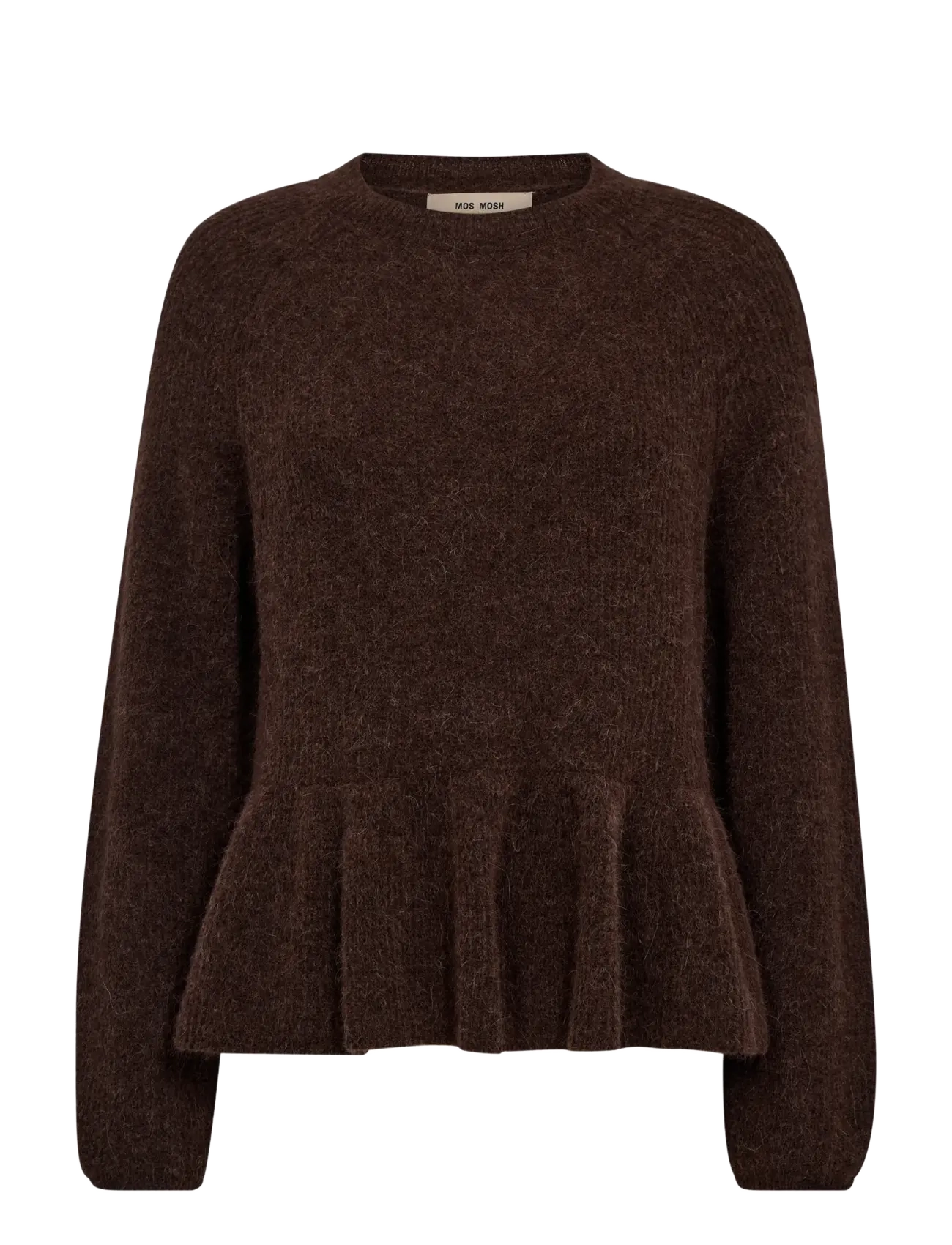 MOS MOSH MMThora O-Neck Frill Knit - Strik - BRACKEN / brown