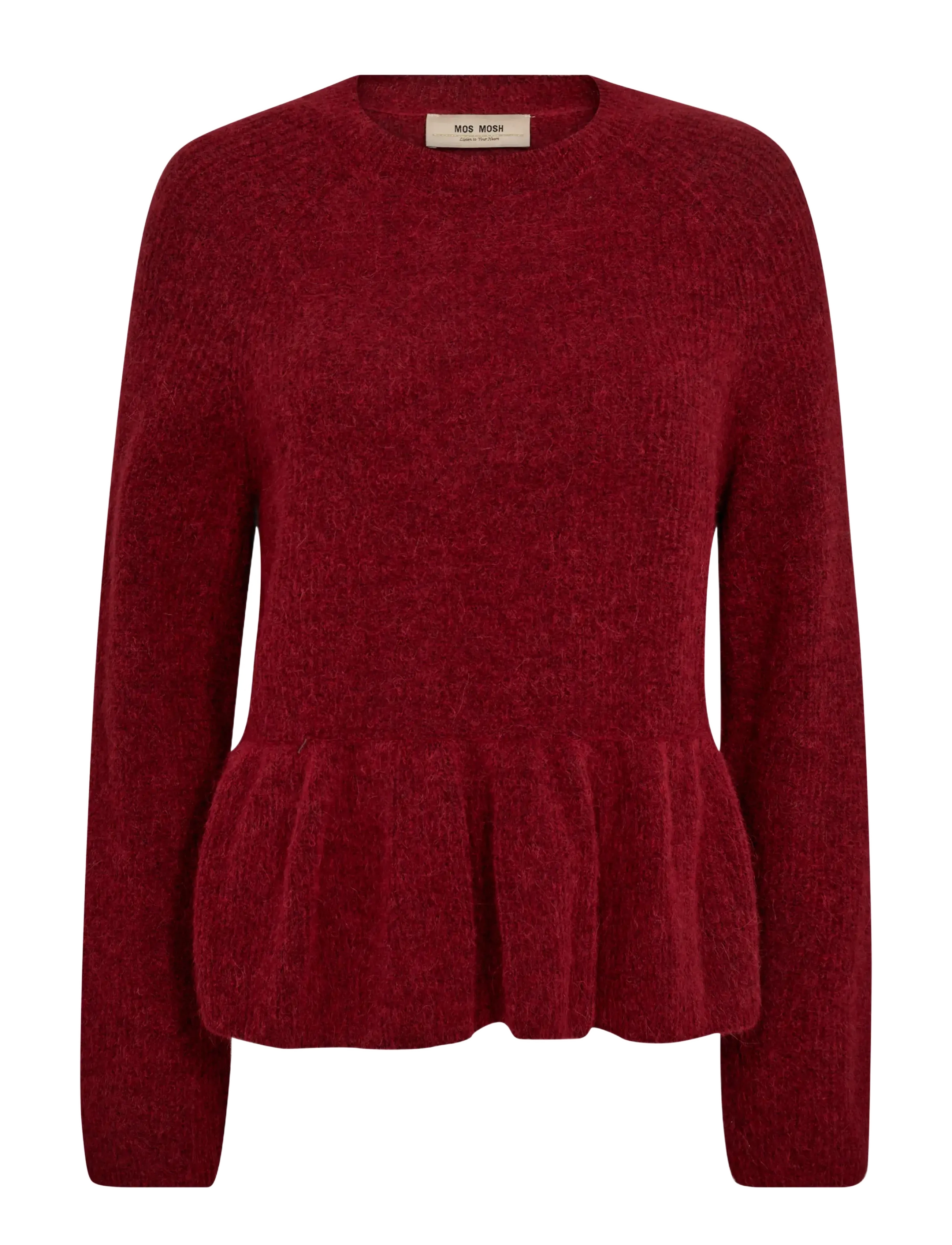 MOS MOSH Mmthora O-Neck Frill Knit Rot - M - Damen