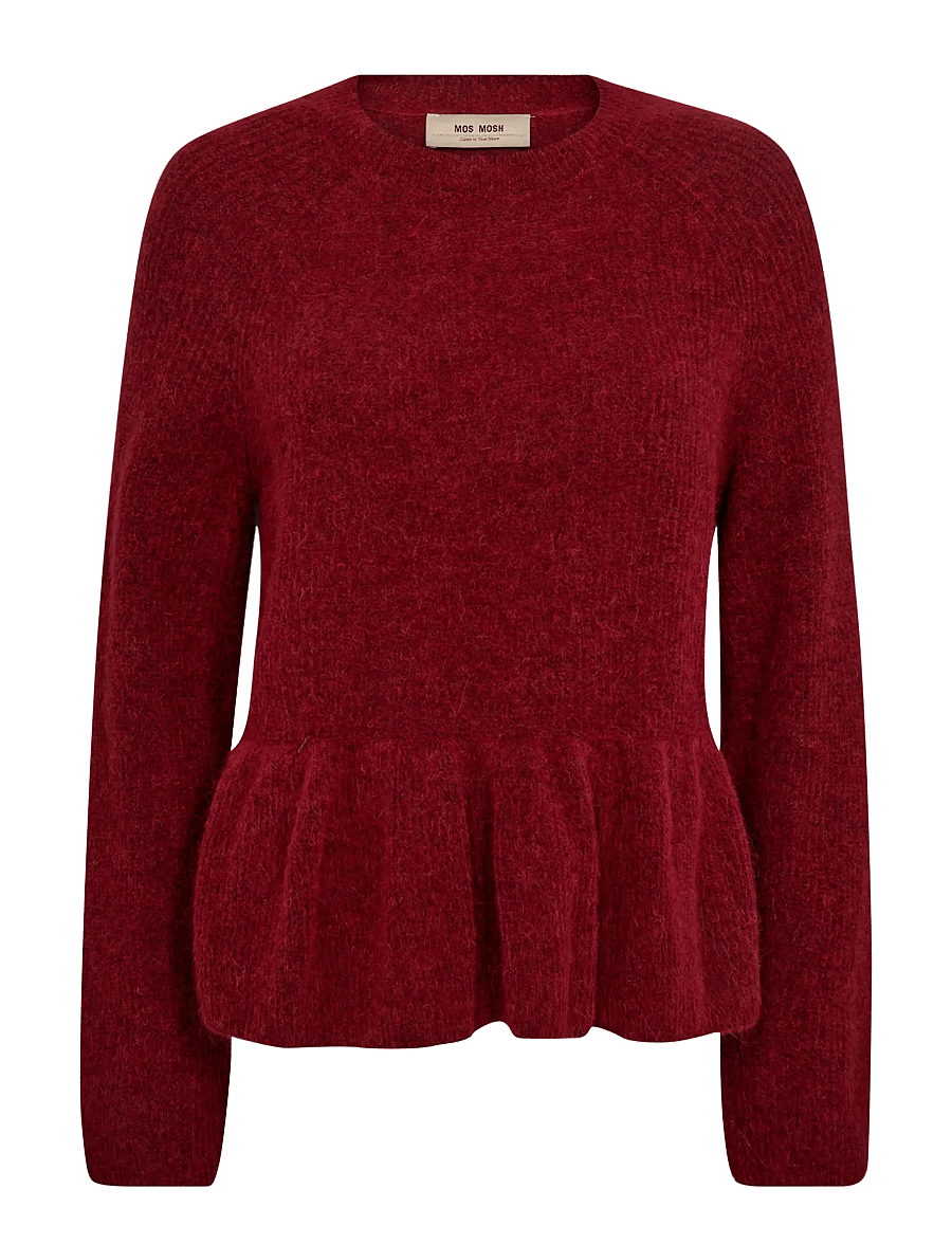 MOS MOSH - MMThora O-Neck Frill Knit - gebreide truien - rhythmic red - 0