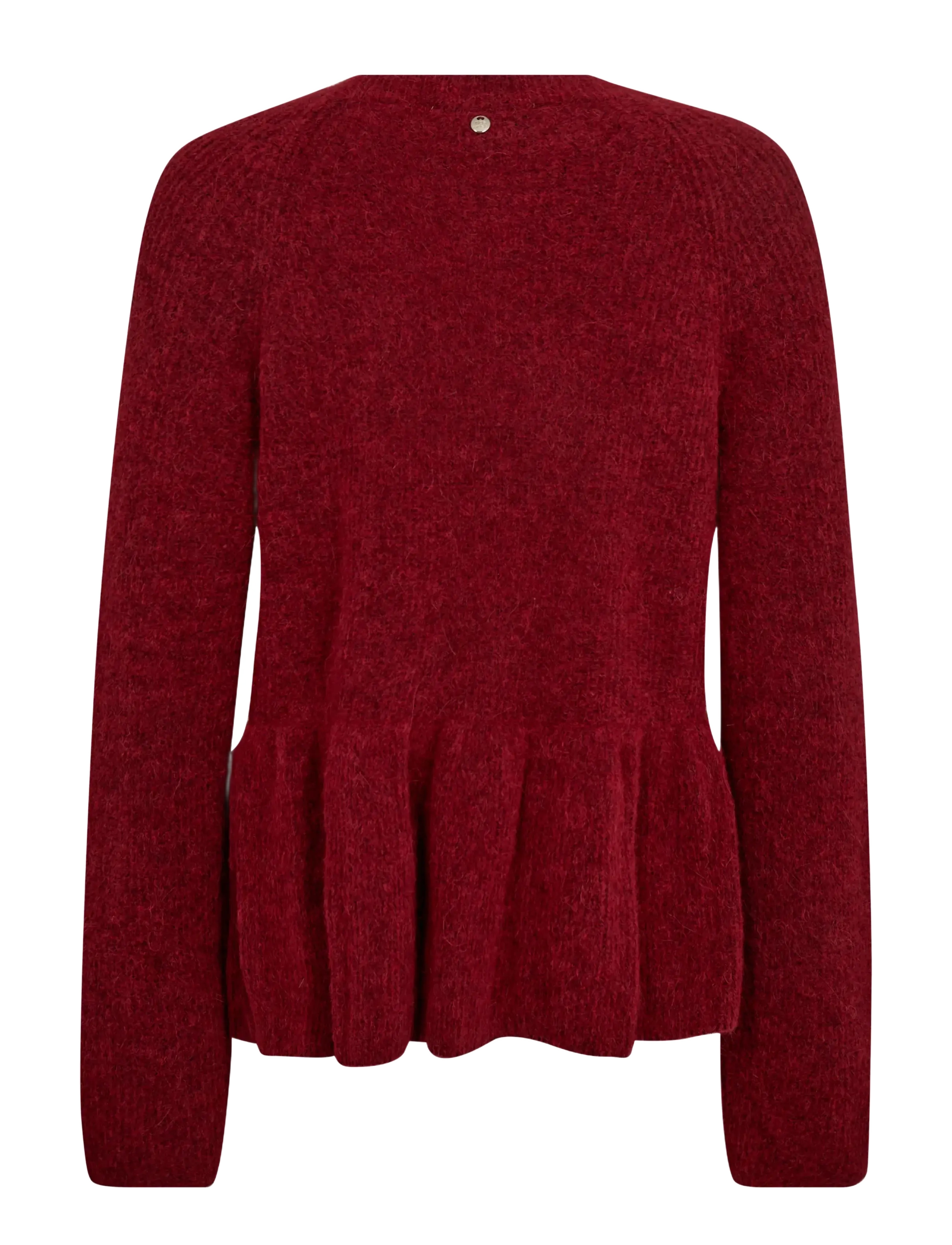 MOS MOSH - MMThora O-Neck Frill Knit - gebreide truien - rhythmic red - 1
