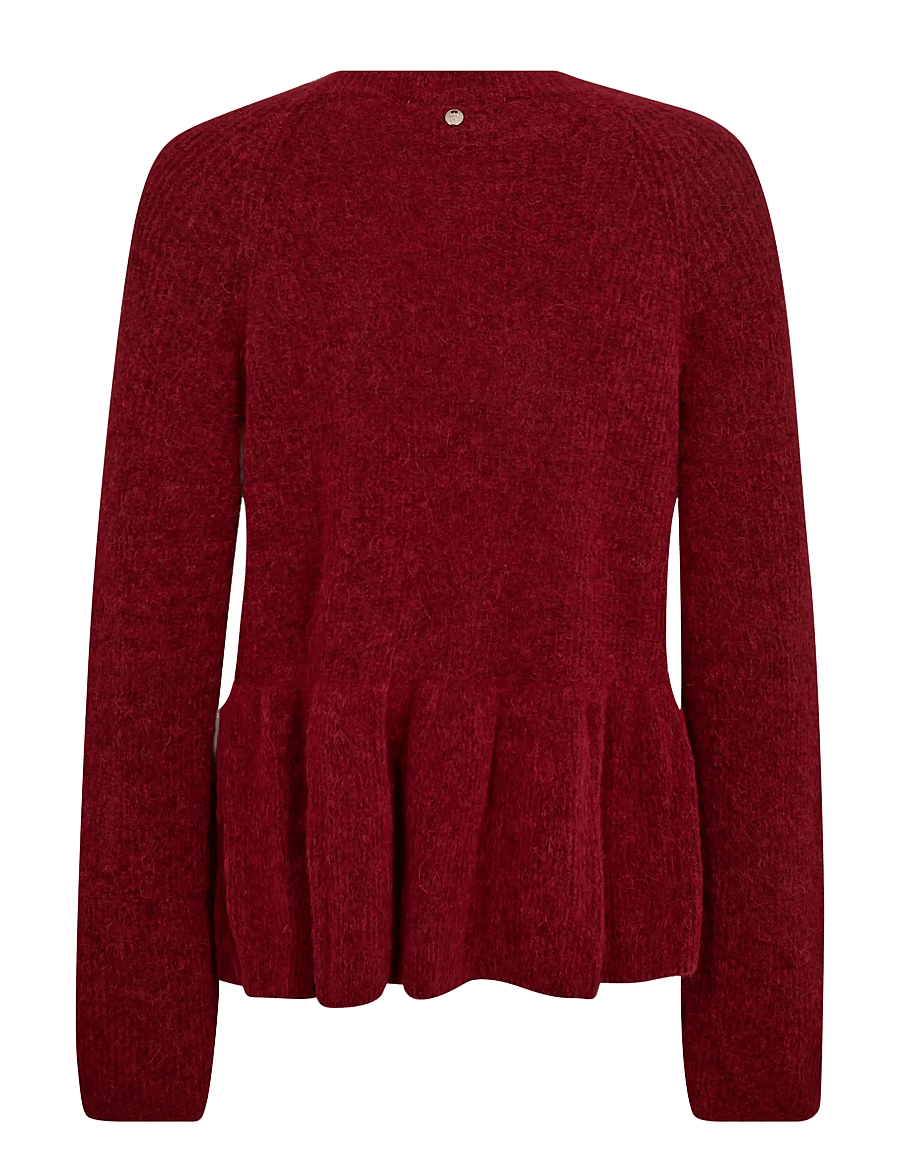 MOS MOSH - MMThora O-Neck Frill Knit - gebreide truien - rhythmic red - 1