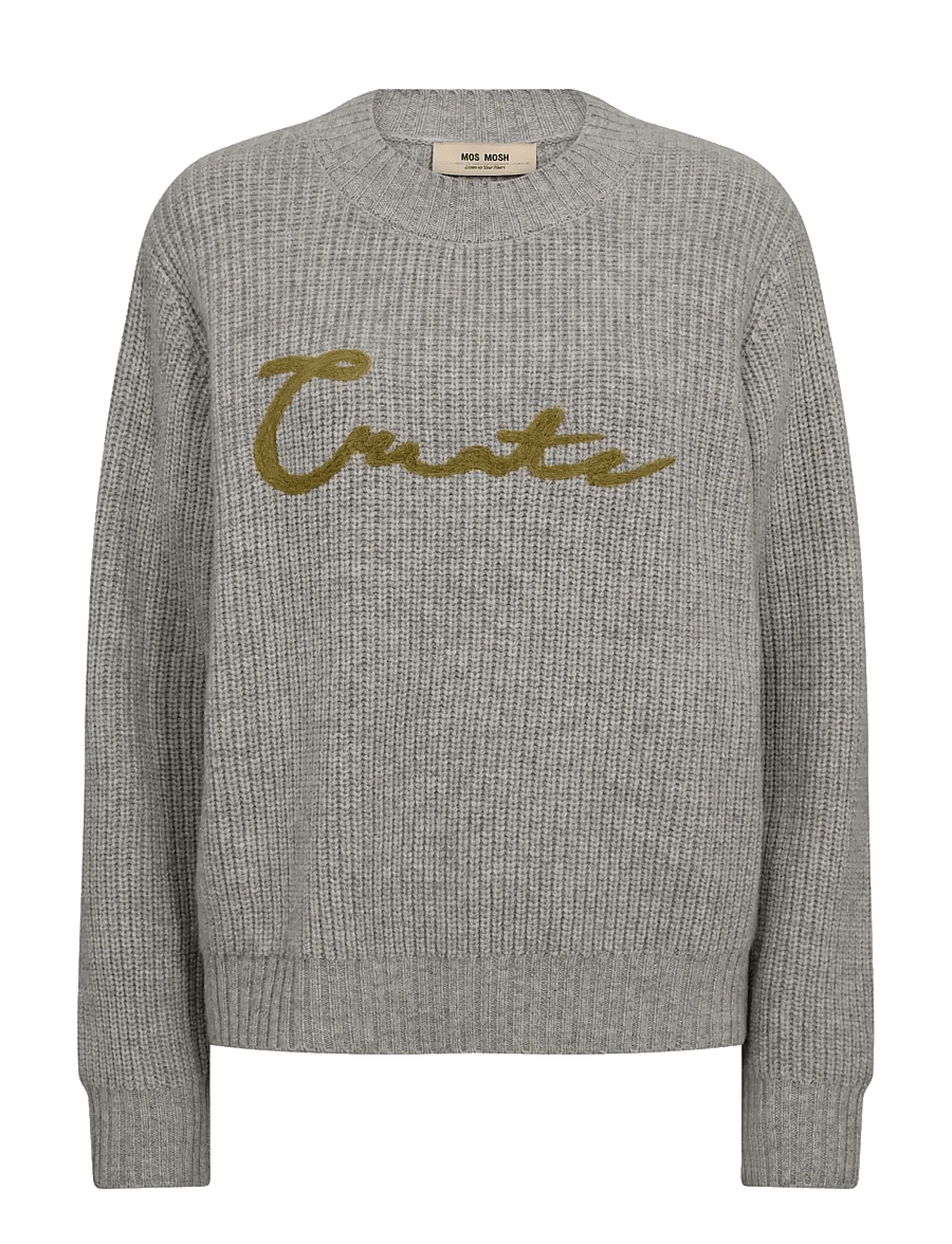 MOS MOSH - MMBrynna Create O-Neck Knit - strikkegensere - drizzle - 0