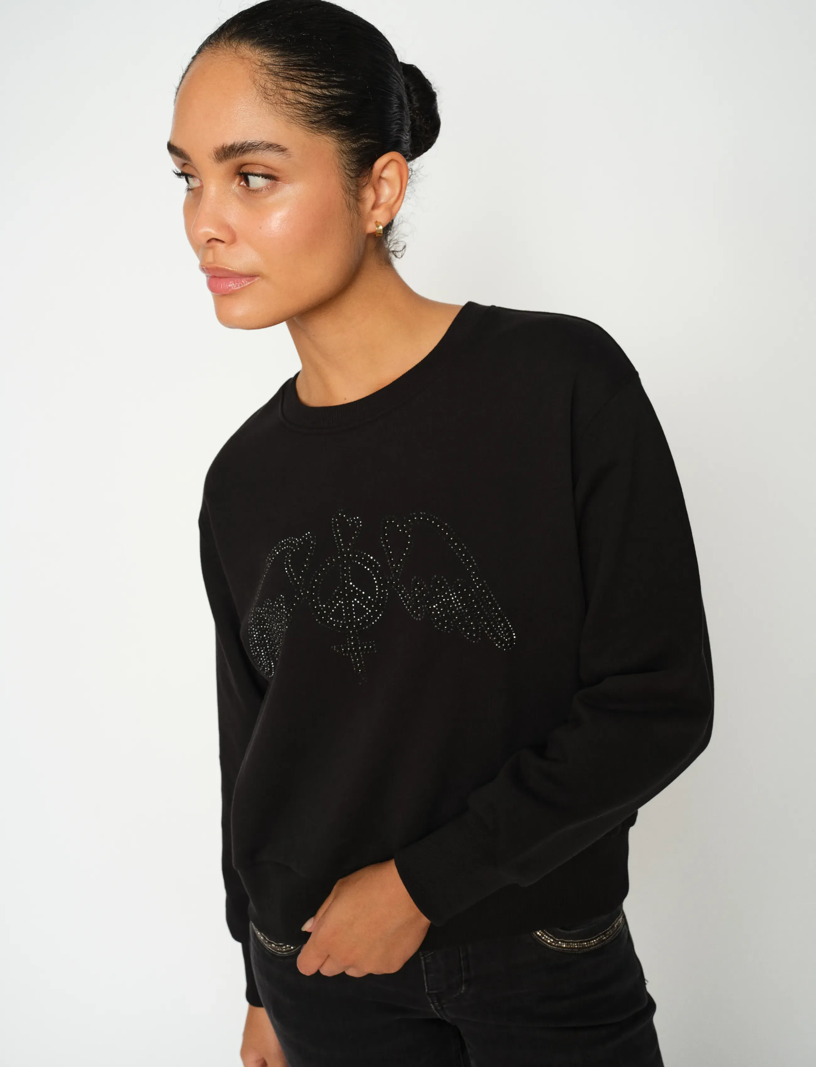 MOS MOSH Mmjaylin O-Ls Sweatshirt, S, Sweatshirts & Hoodies, Schwarz - Sweatshirts, Frauen