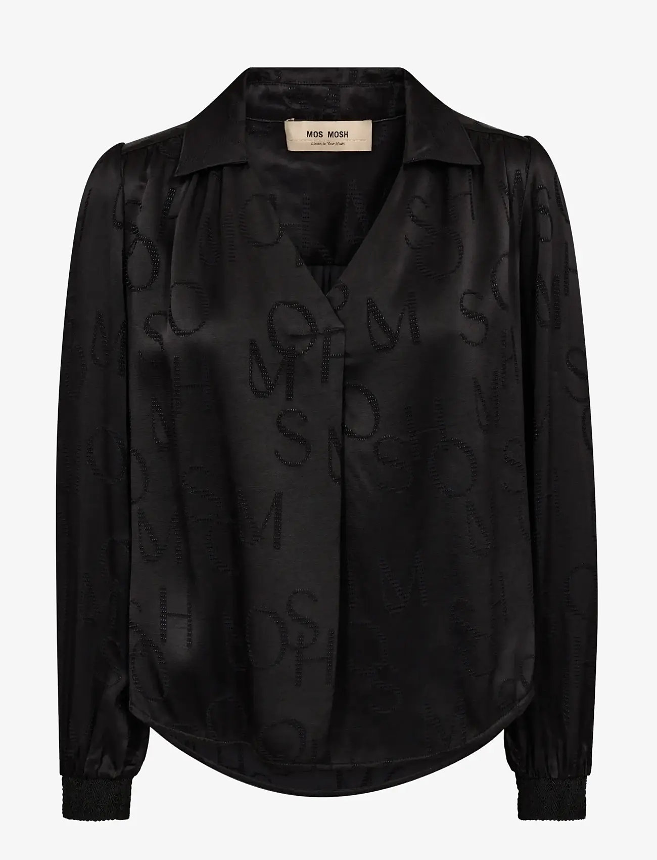 MOS MOSH - MMAldo Monogram Blouse - pikkade varrukatega särgid - black - 0