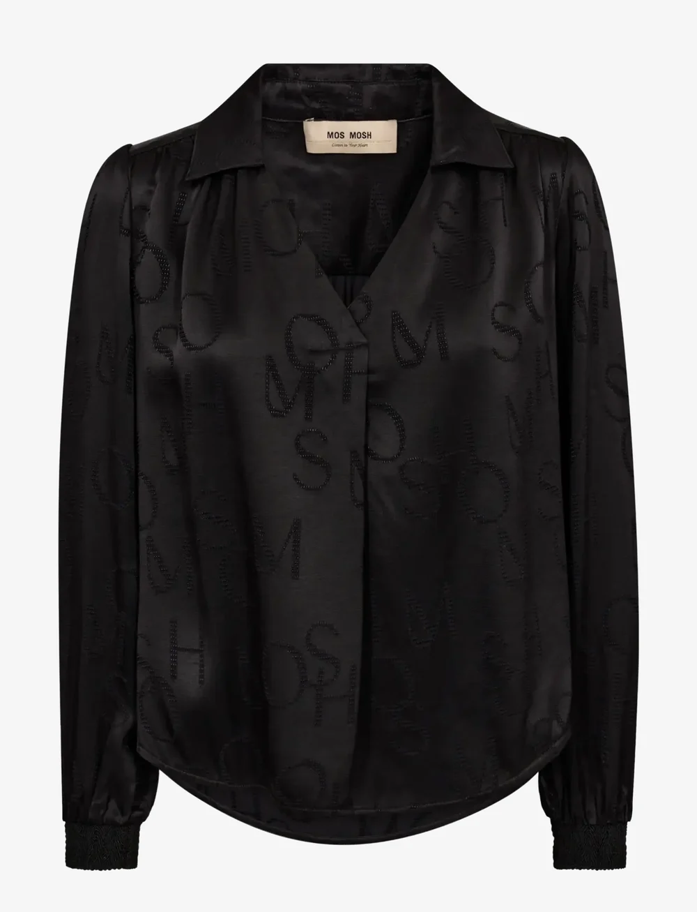 MOS MOSH - MMAldo Monogram Blouse - pikkade varrukatega särgid - black - 0