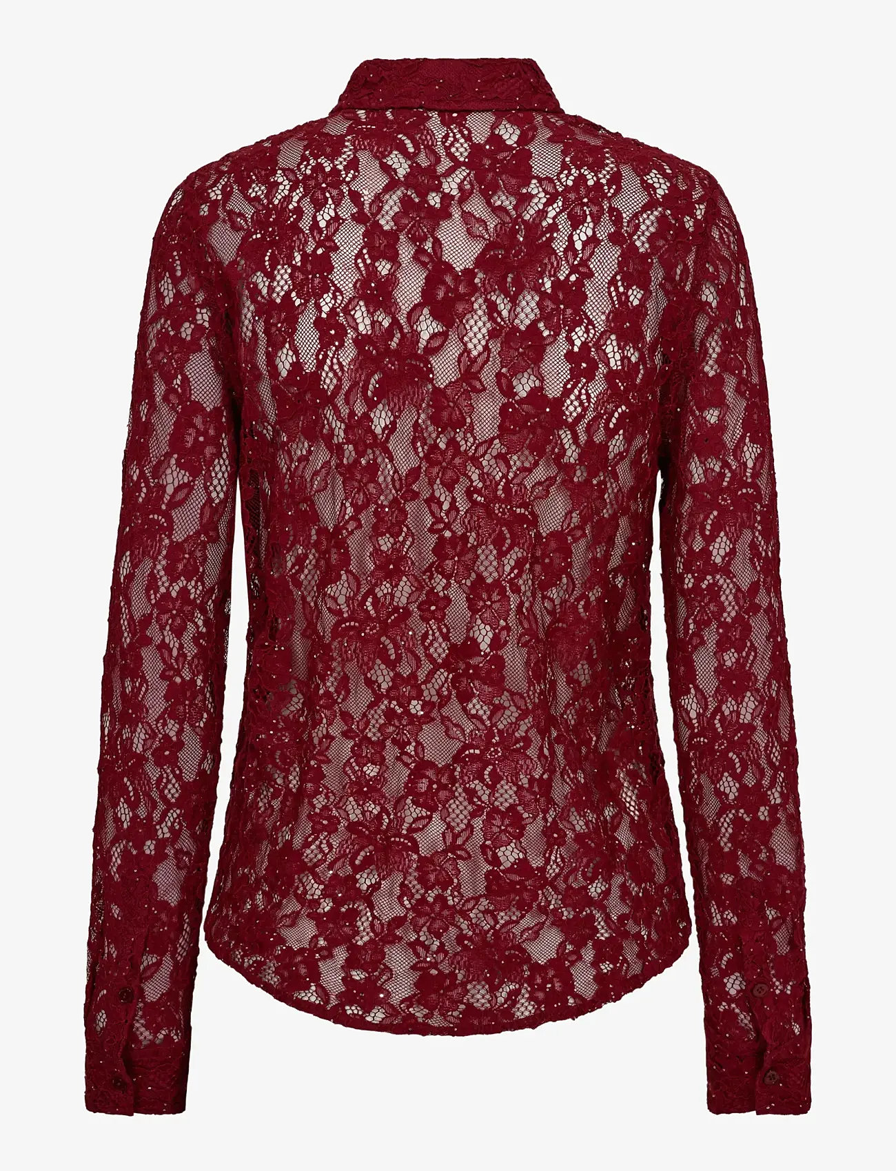 MOS MOSH - MMKether Lace Sequin Shirt - langærmede skjorter - biking red - 1