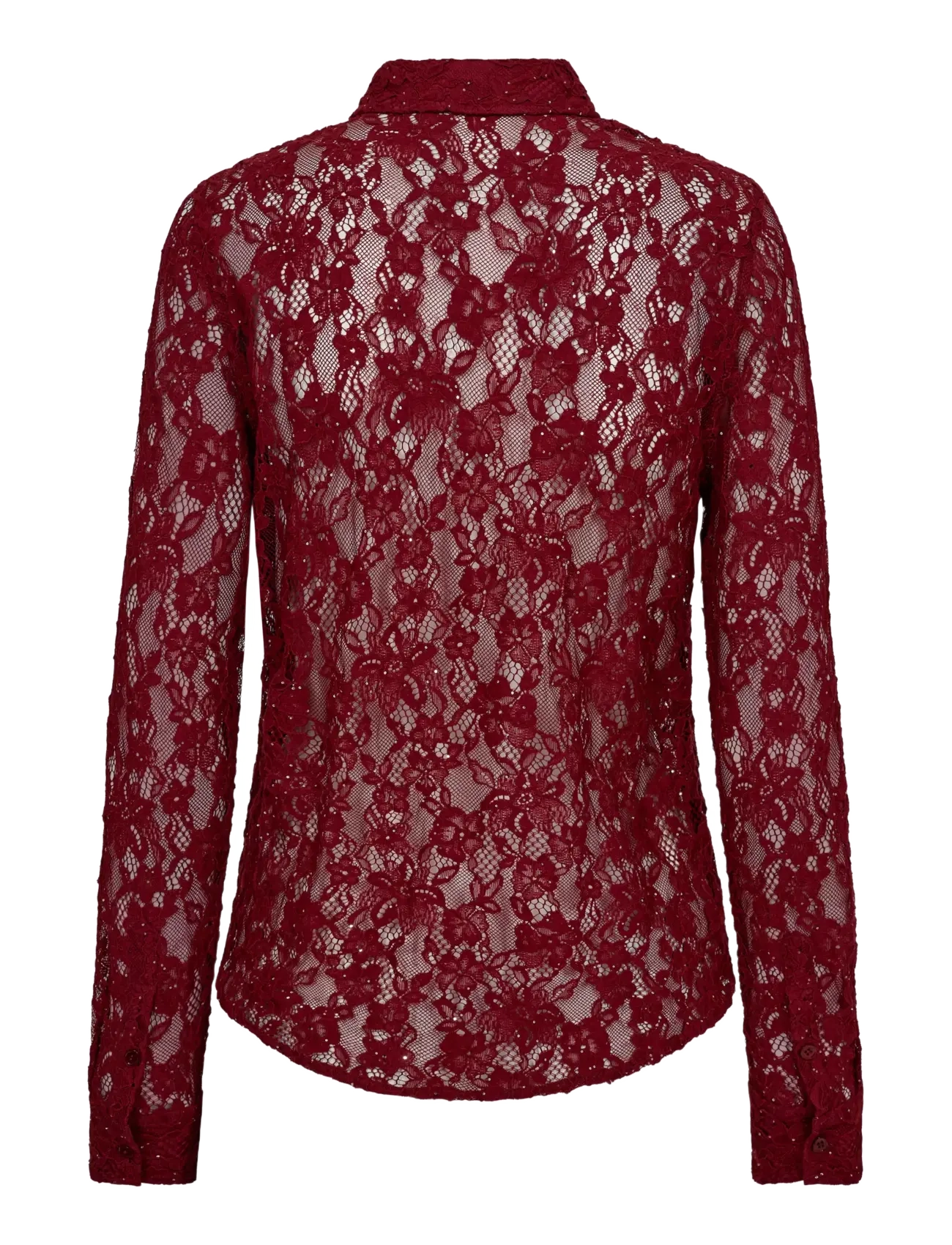 MOS MOSH - MMKether Lace Sequin Shirt - marškiniai ilgomis rankovėmis - biking red - 1