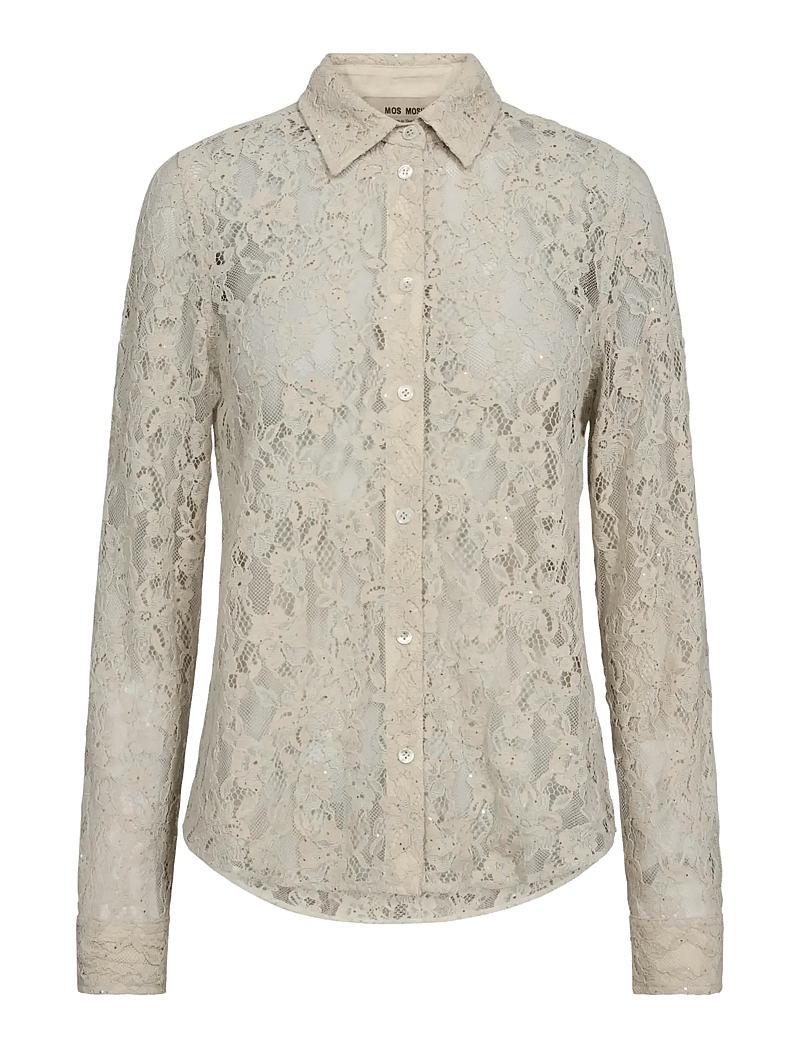 MOS MOSH - MMKether Lace Sequin Shirt - langærmede skjorter - summer sand - 0